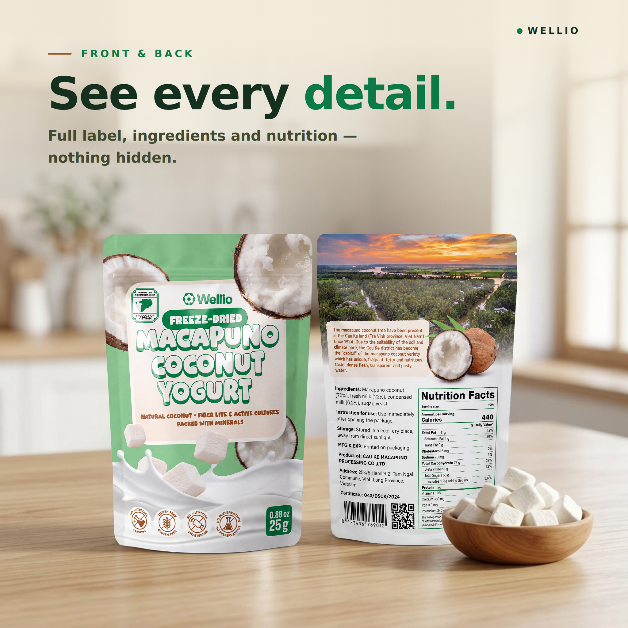 Wellio Freeze-Dried Macapuno Coconut Yogurt Bites