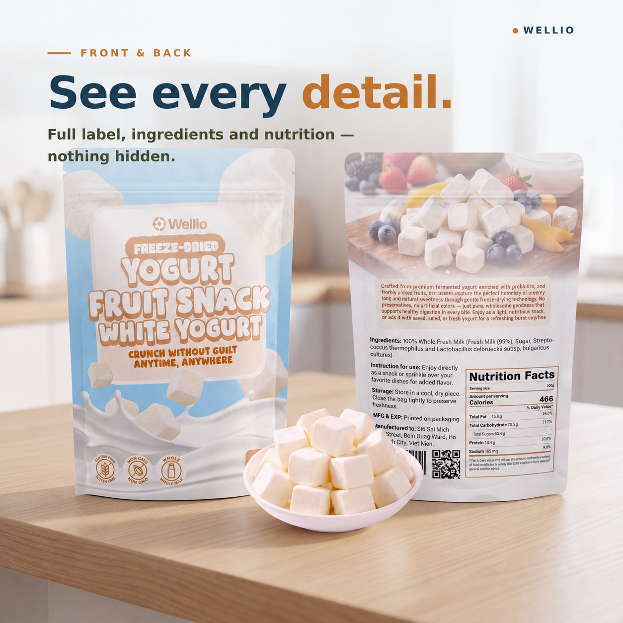 Wellio Freeze-Dried White Yogurt Bites