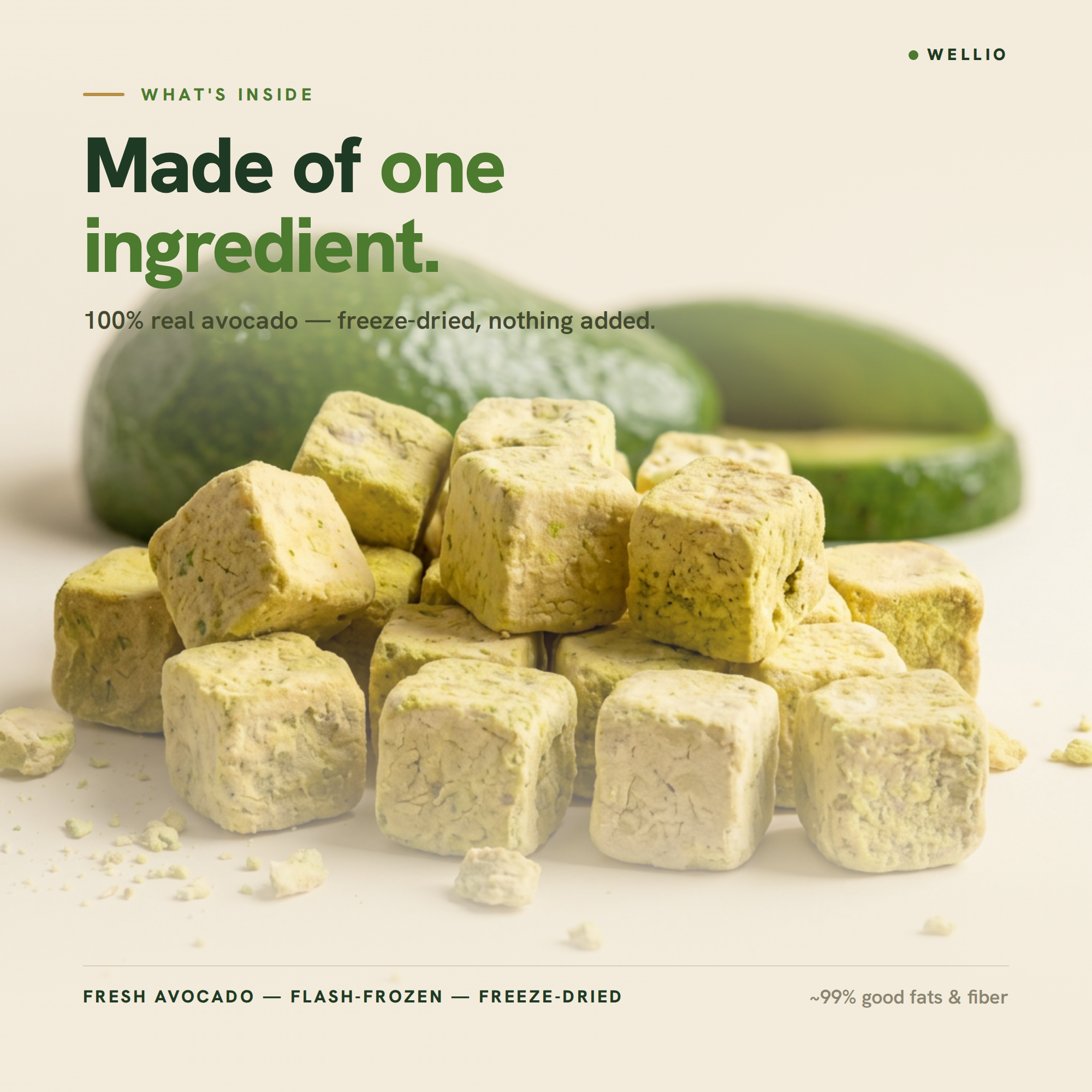 Freeze-Dried Avocado Cubes – 100% Real Avocado Healthy Snacks, Keto-Friendly & Gluten-Free, USDA Organic, No Added Sugar