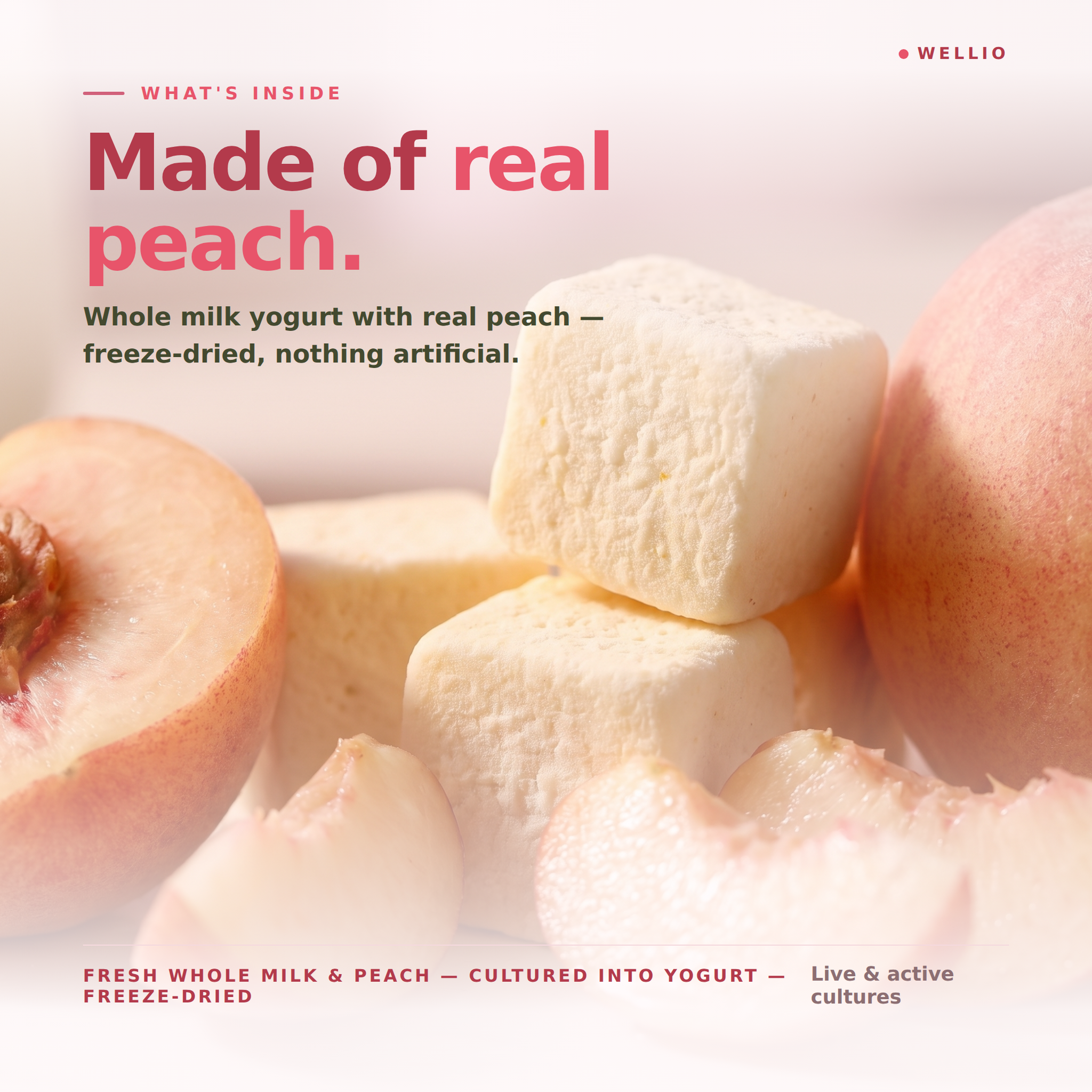 Wellio Freeze-Dried Peach Yogurt Bites