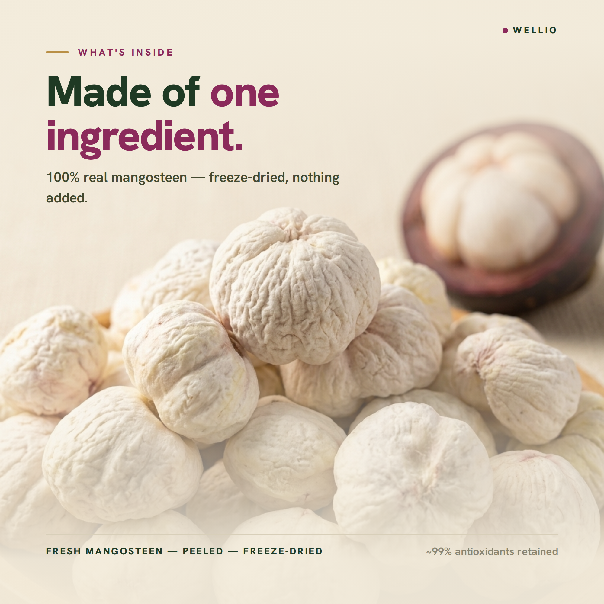 Organic Freeze-Dried Mangosteen (1.5 oz / 42g) – 100% Pure Whole Fruit Snacks, USDA Certified Organic, No Added Sugar, Rich in Xanthone Antioxidants, Mekong Delta Single Origin