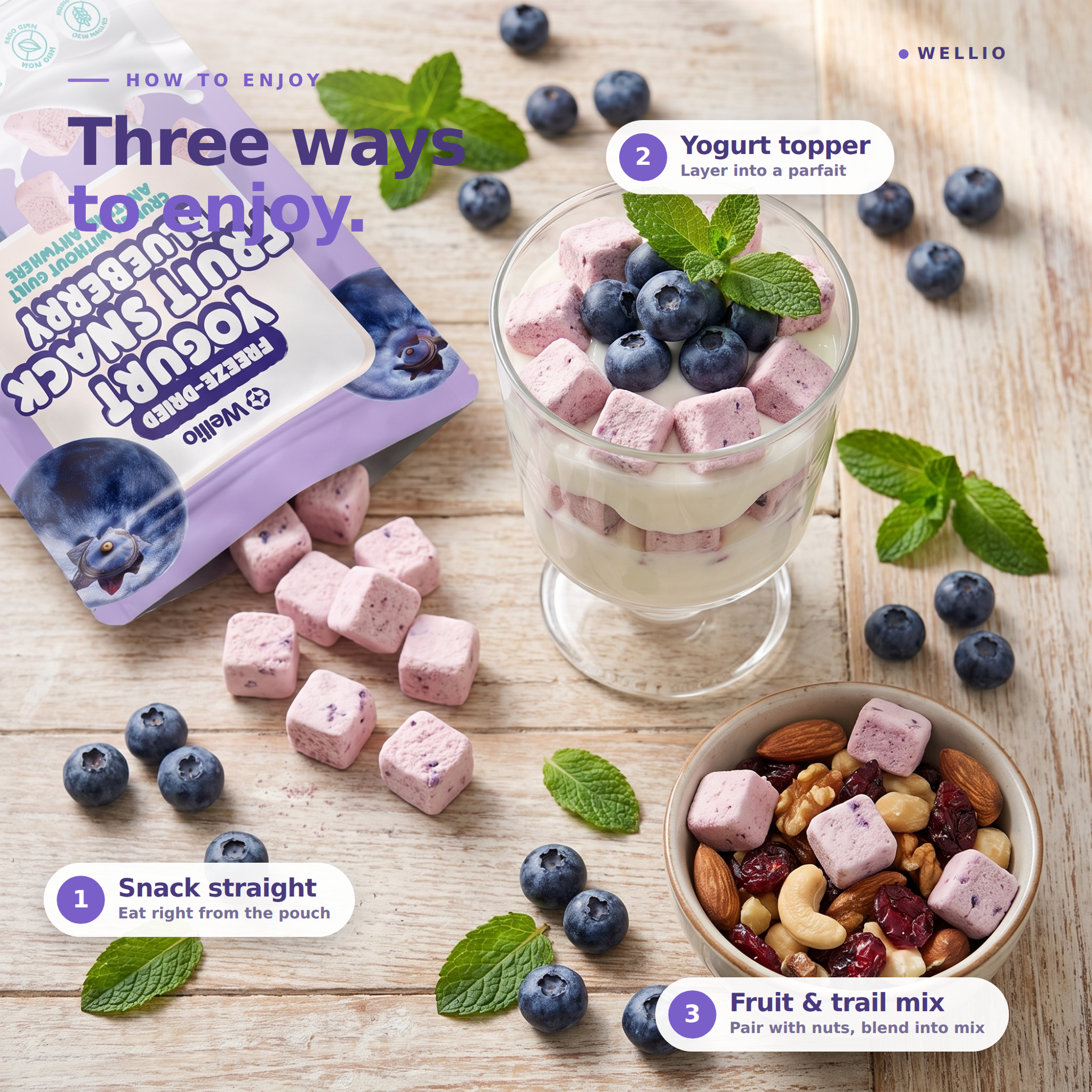 Wellio Freeze-Dried Blueberry Yogurt Bites