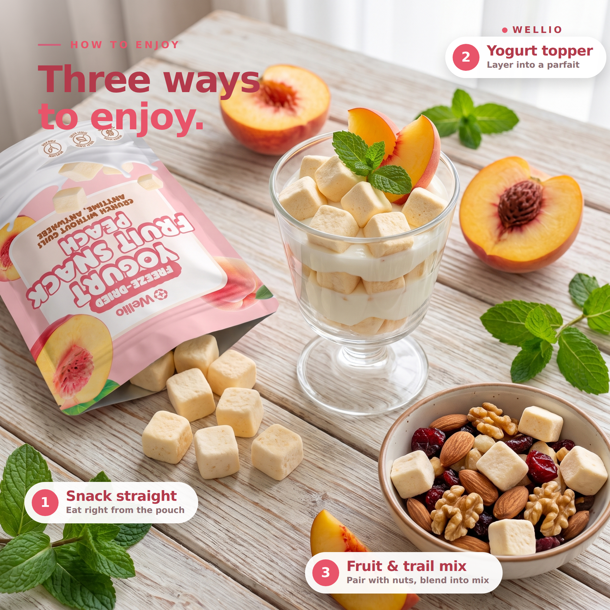 Wellio Freeze-Dried Peach Yogurt Bites