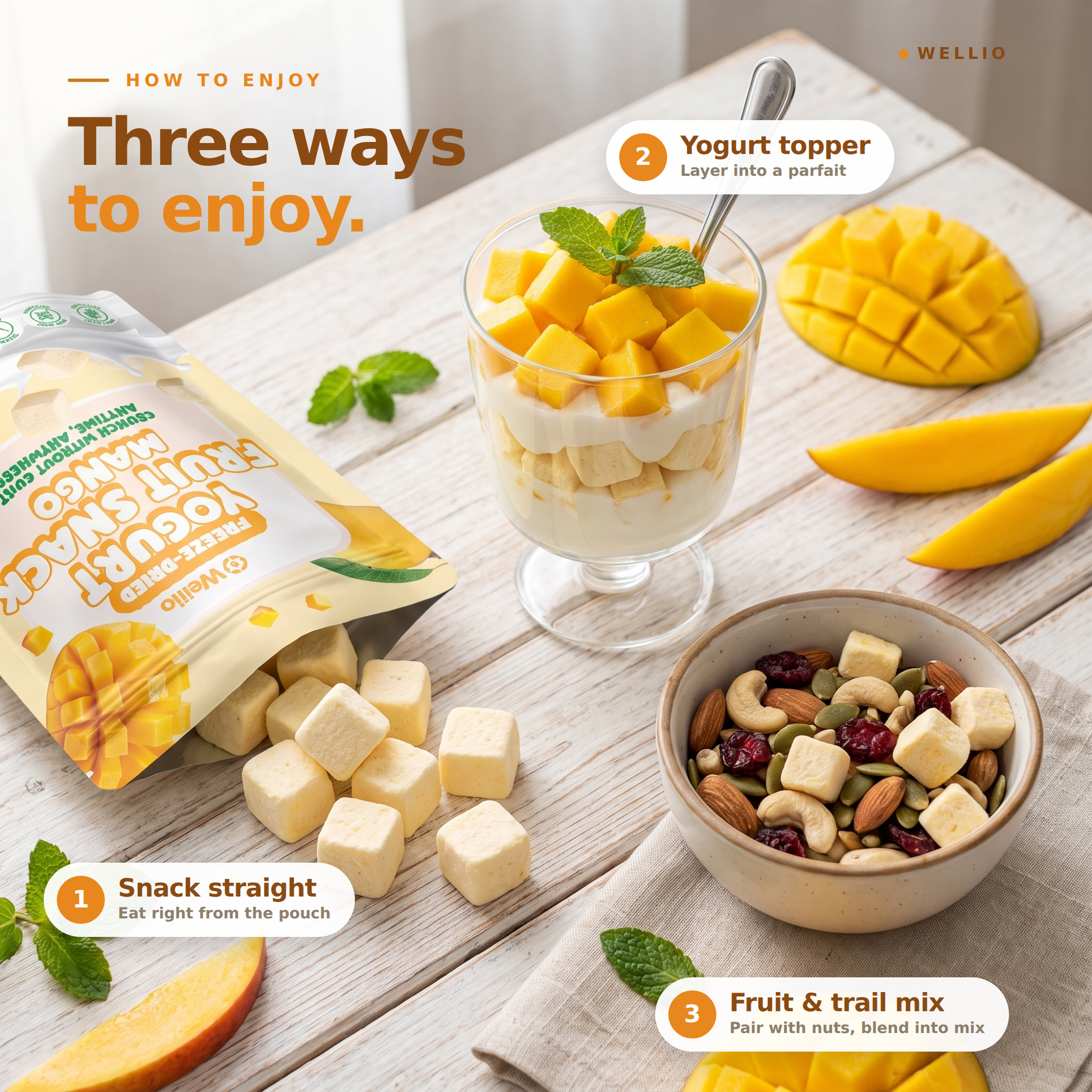Wellio Freeze-Dried Mango Yogurt Bites