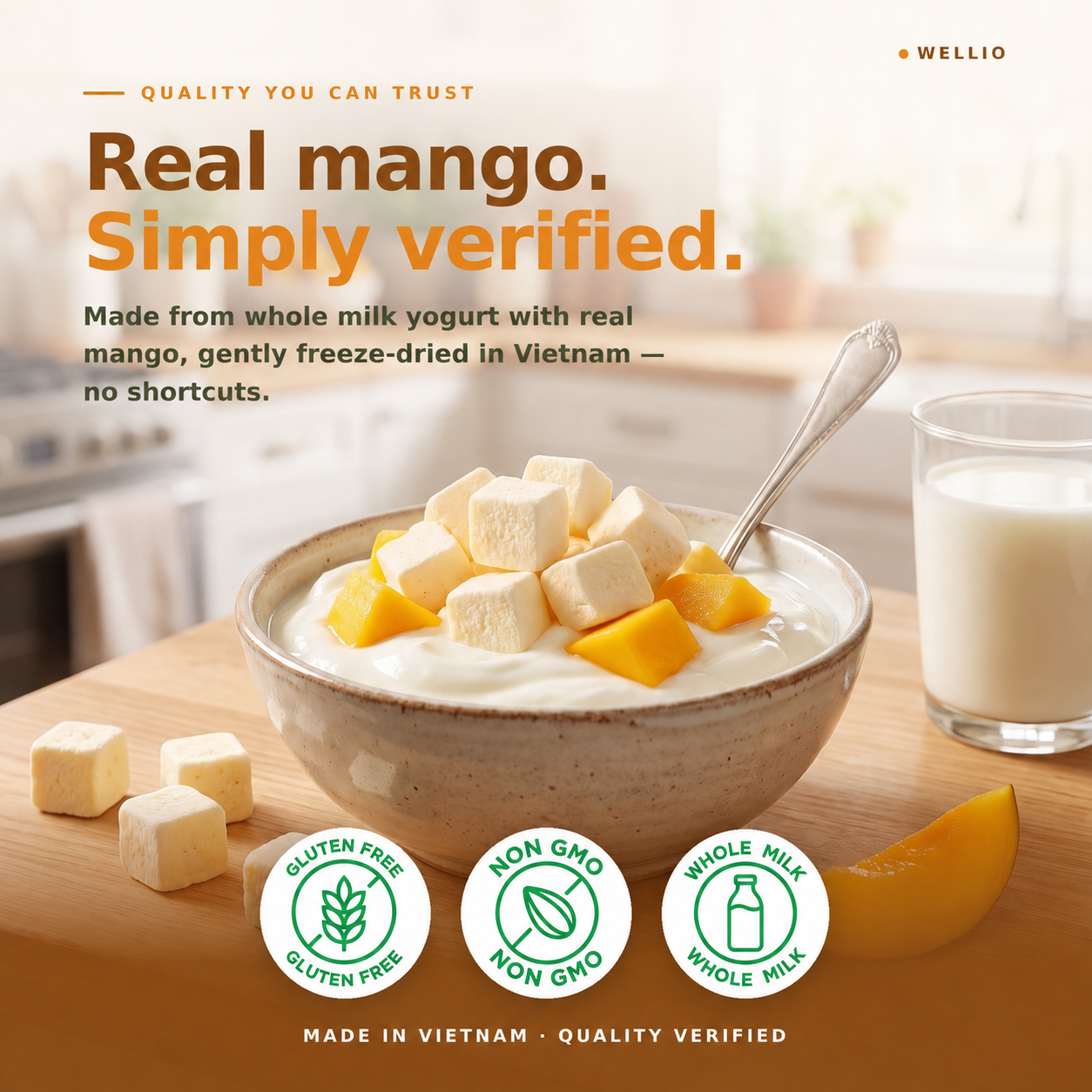 Wellio Freeze-Dried Mango Yogurt Bites