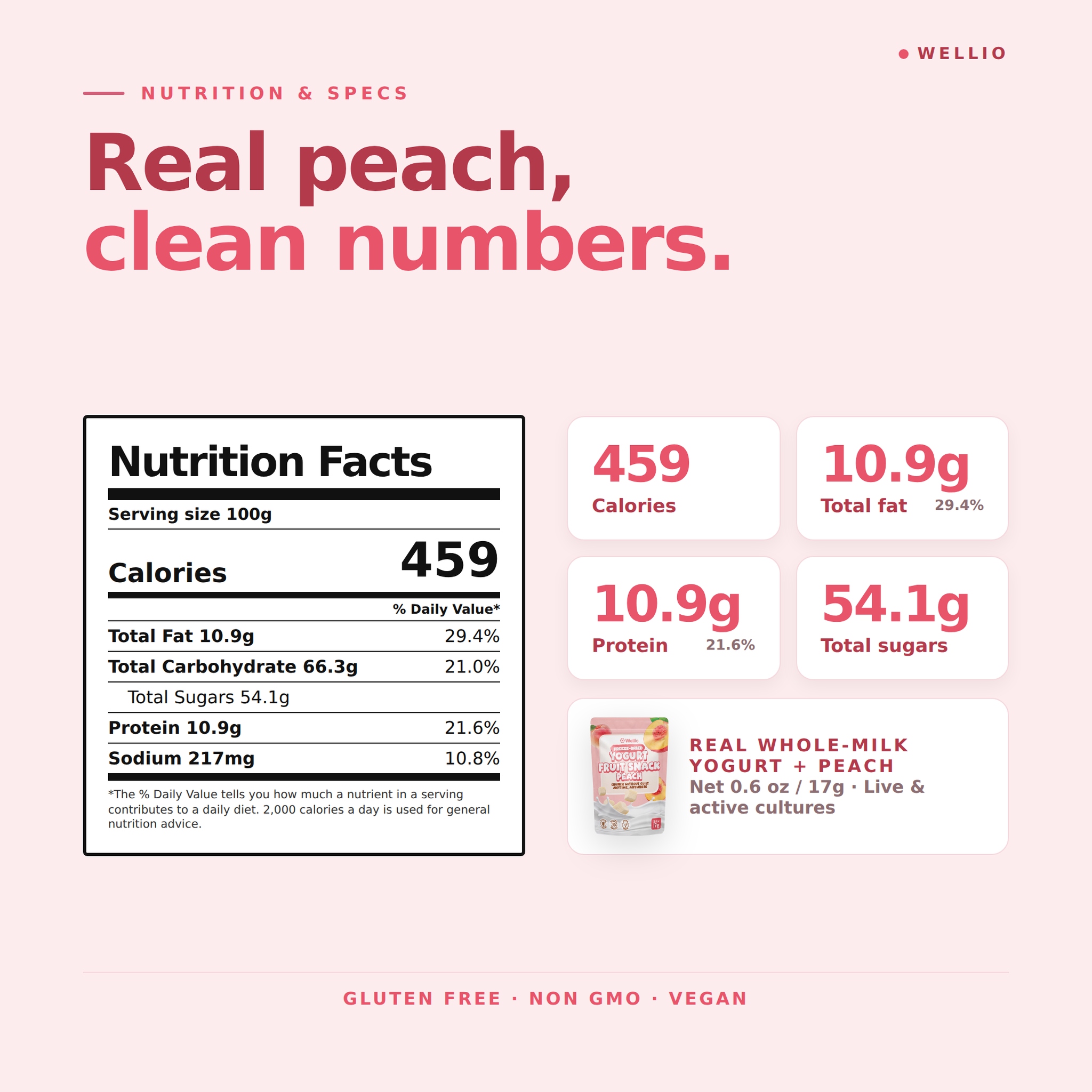 Wellio Freeze-Dried Peach Yogurt Bites