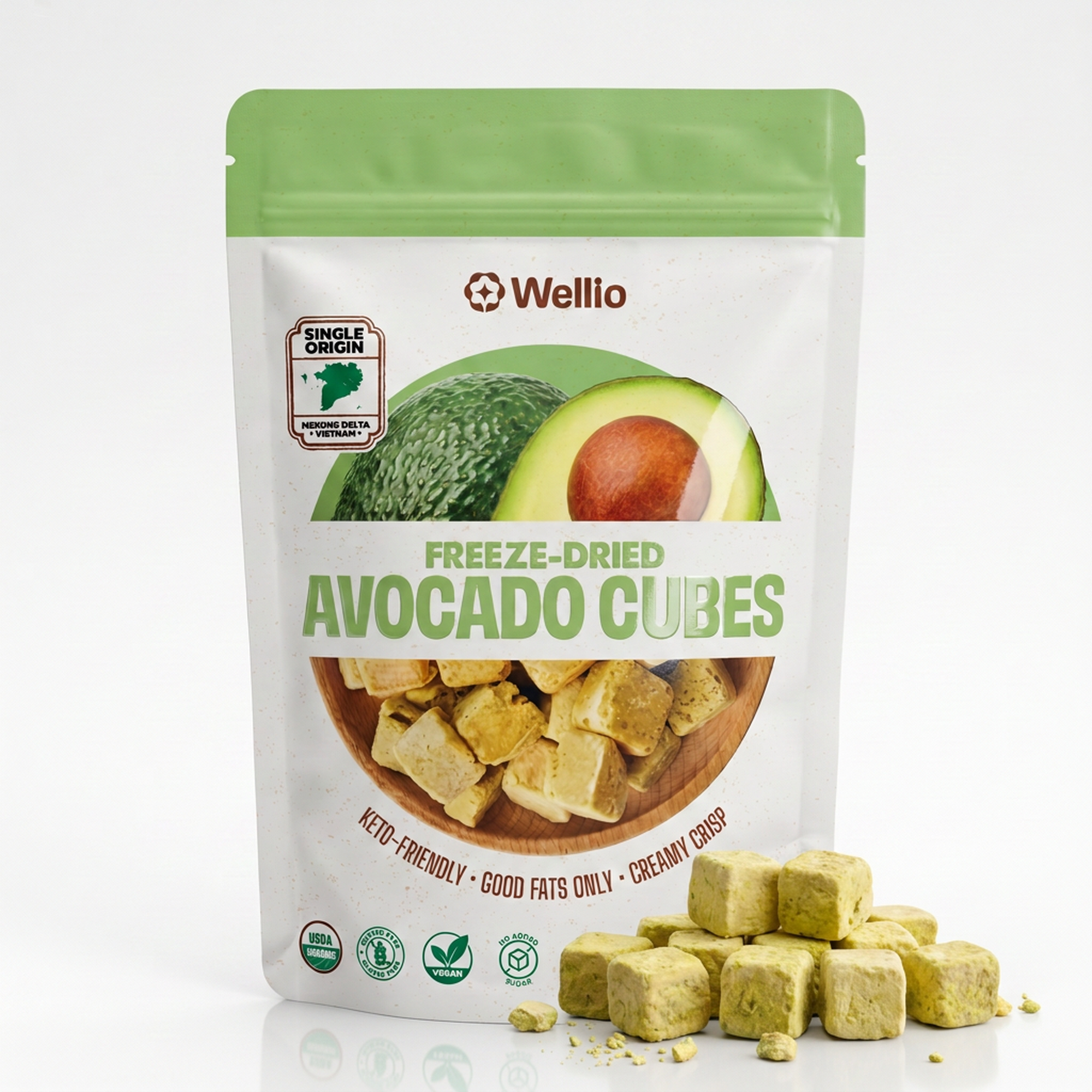 Freeze-Dried Avocado Cubes – 100% Real Avocado Healthy Snacks, Keto-Friendly & Gluten-Free, USDA Organic, No Added Sugar