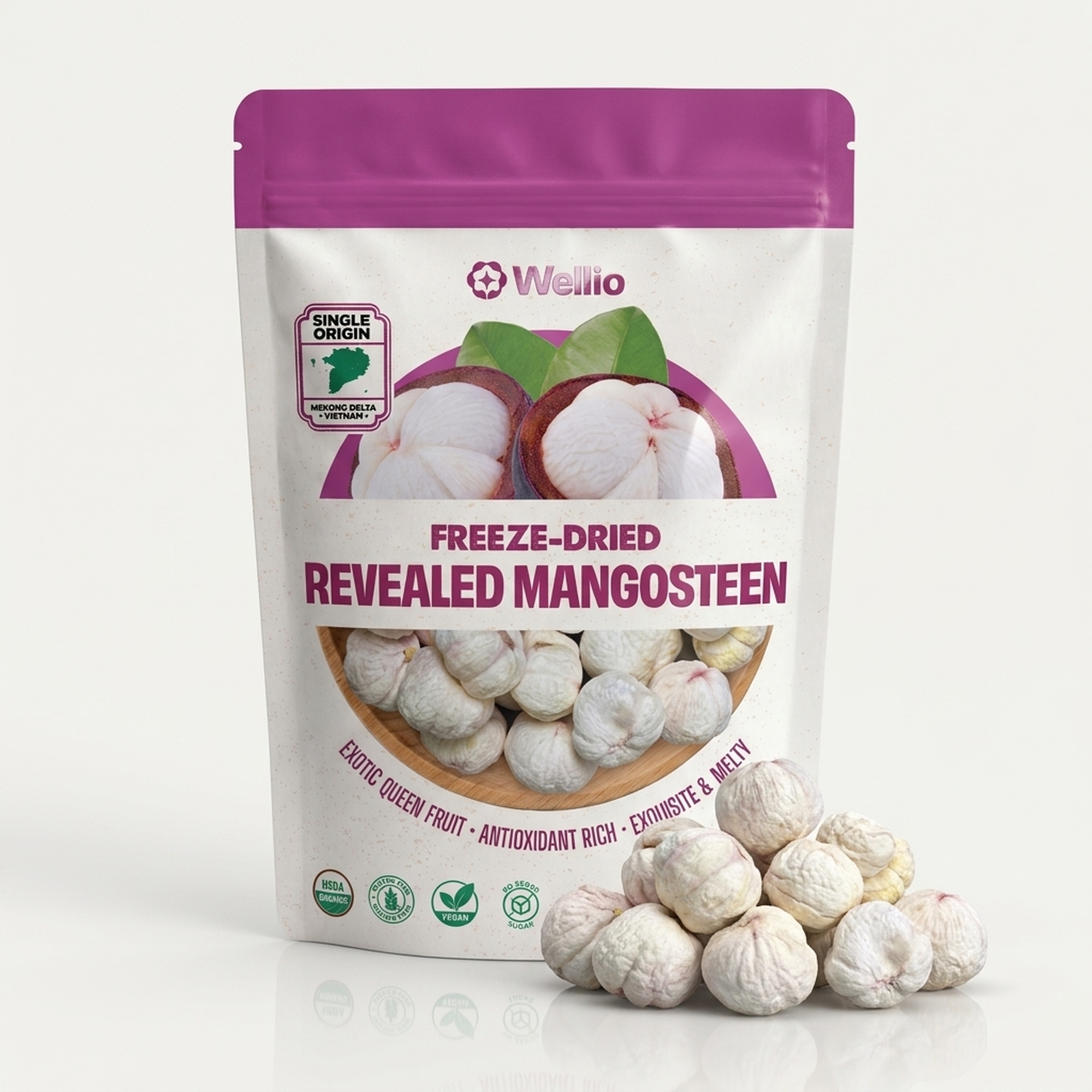 Organic Freeze-Dried Mangosteen (1.5 oz / 42g) – 100% Pure Whole Fruit Snacks, USDA Certified Organic, No Added Sugar, Rich in Xanthone Antioxidants, Mekong Delta Single Origin