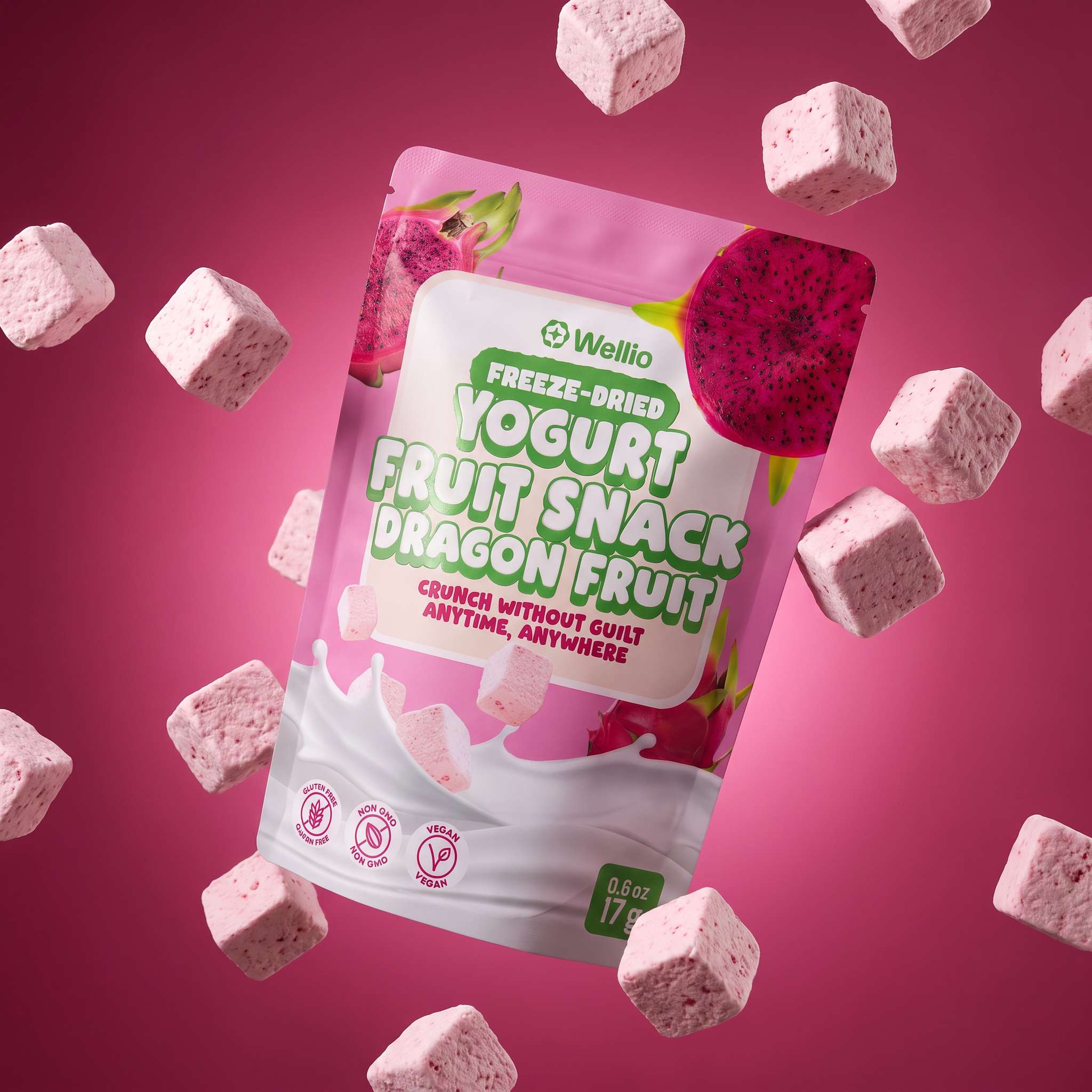 Wellio Freeze-Dried Dragon Fruit Yogurt Bites
