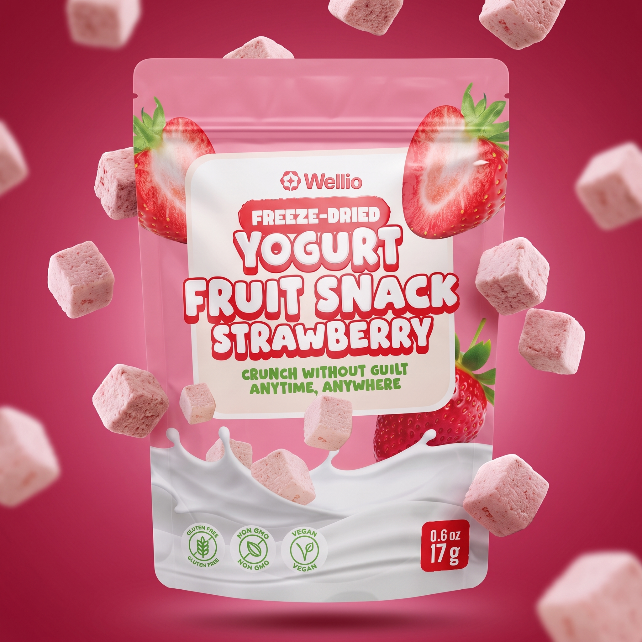 Wellio Freeze-Dried Strawberry Yogurt Bites