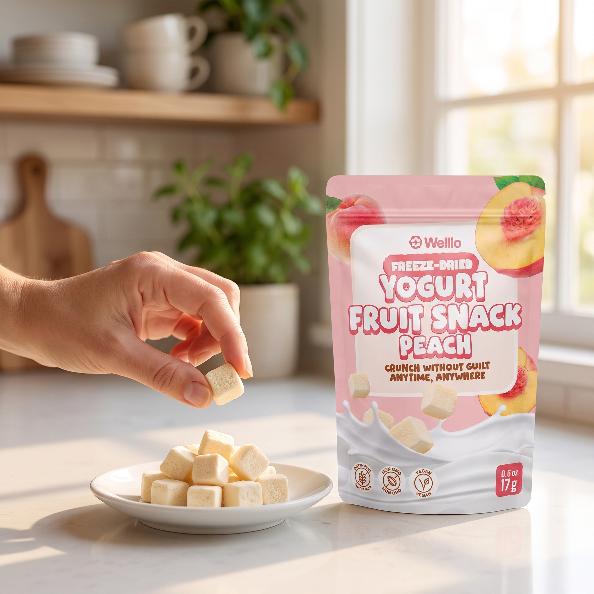 Wellio Freeze-Dried Peach Yogurt Bites