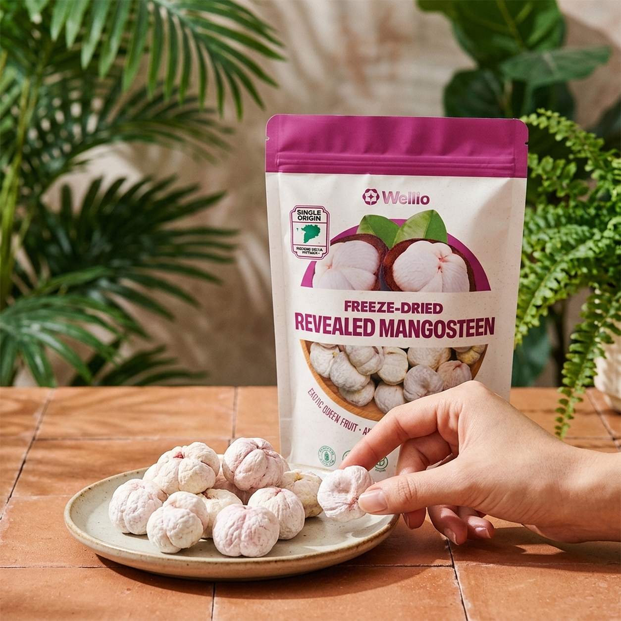 Organic Freeze-Dried Mangosteen (1.5 oz / 42g) – 100% Pure Whole Fruit Snacks, No Added Sugar, Rich in Xanthone Antioxidants, Mekong Delta Single Origin