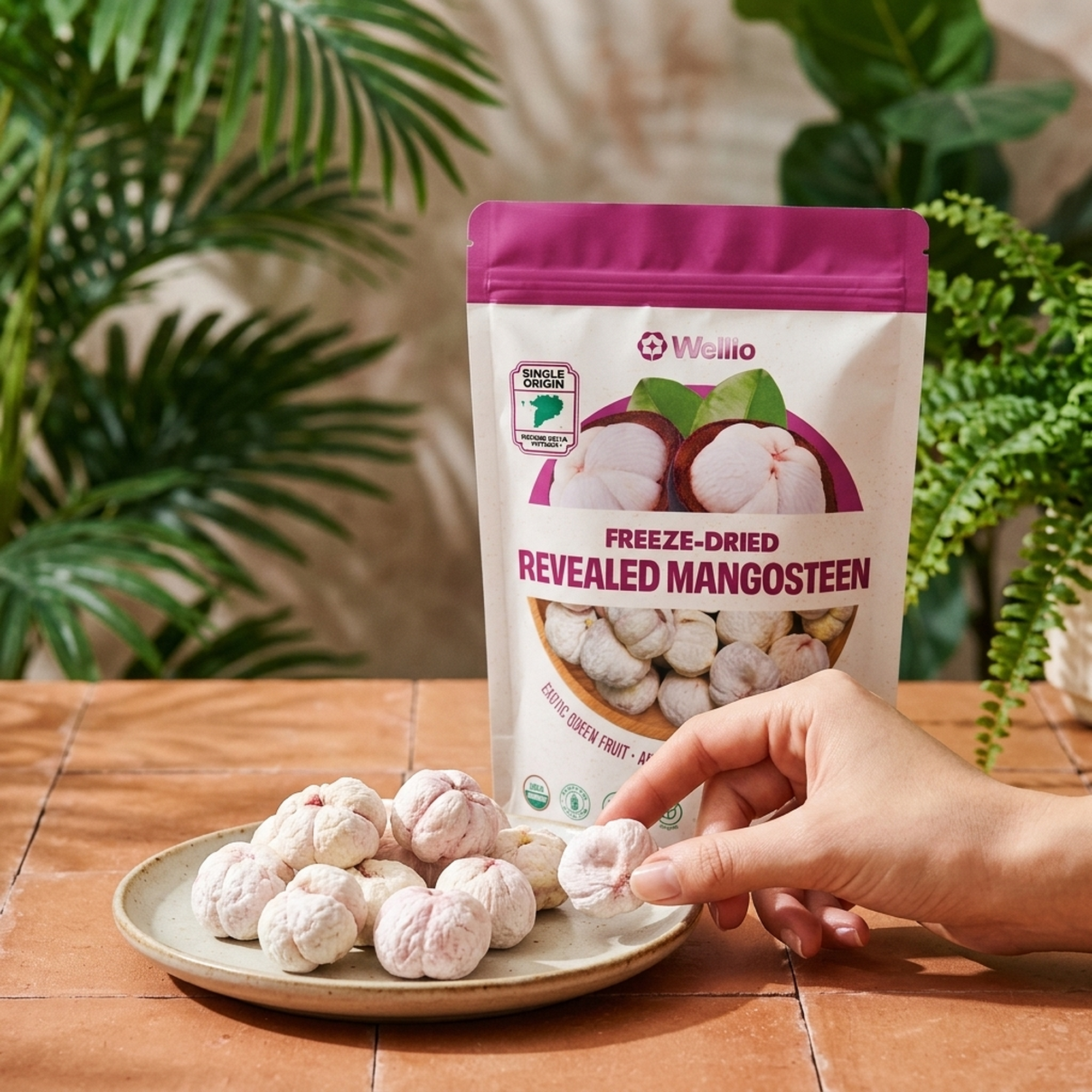 Organic Freeze-Dried Mangosteen (1.5 oz / 42g) – 100% Pure Whole Fruit Snacks, USDA Certified Organic, No Added Sugar, Rich in Xanthone Antioxidants, Mekong Delta Single Origin