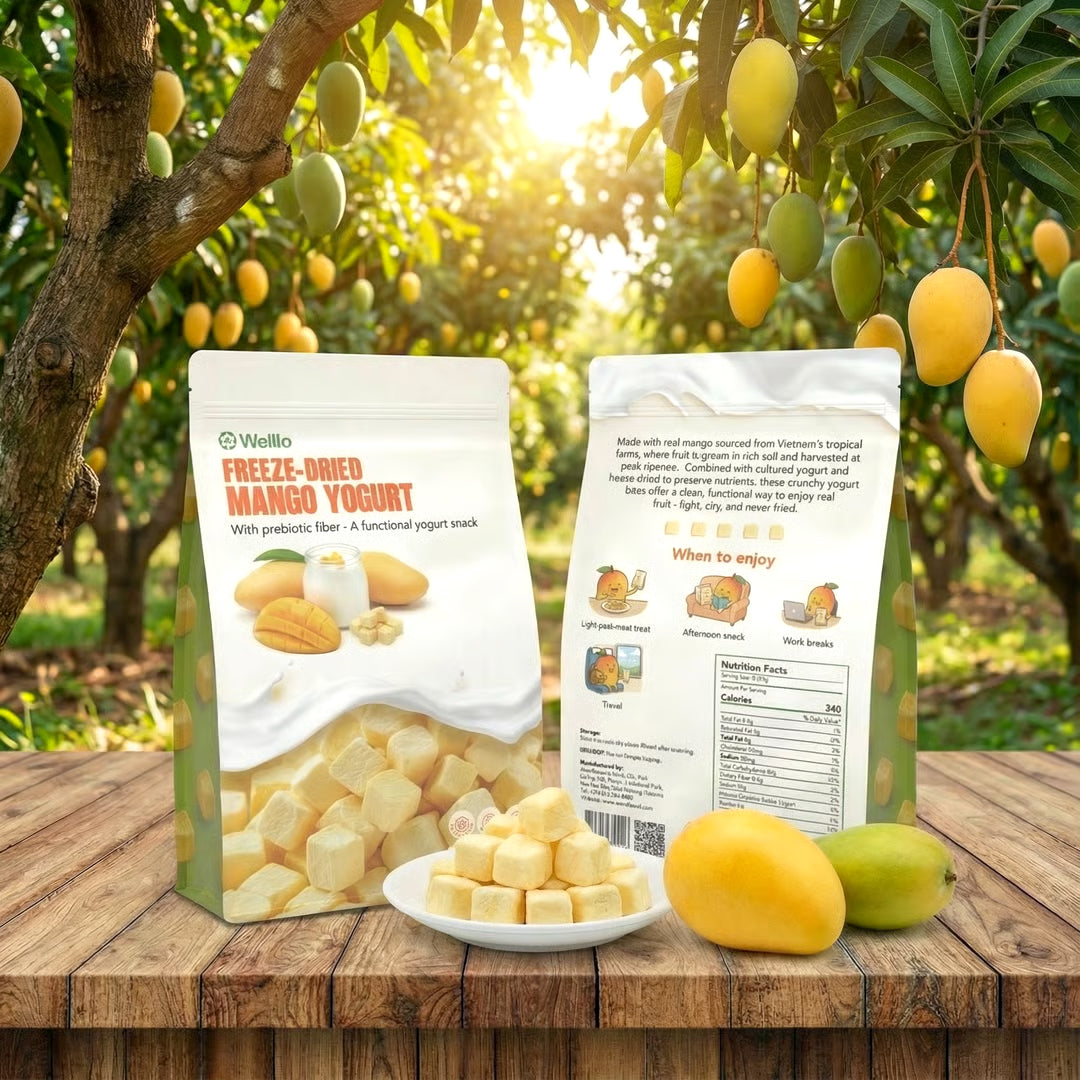 Freeze Dried Mango Yogurt Bites – Crunchy Functional Snack with Prebiotic Fiber for Gut Health