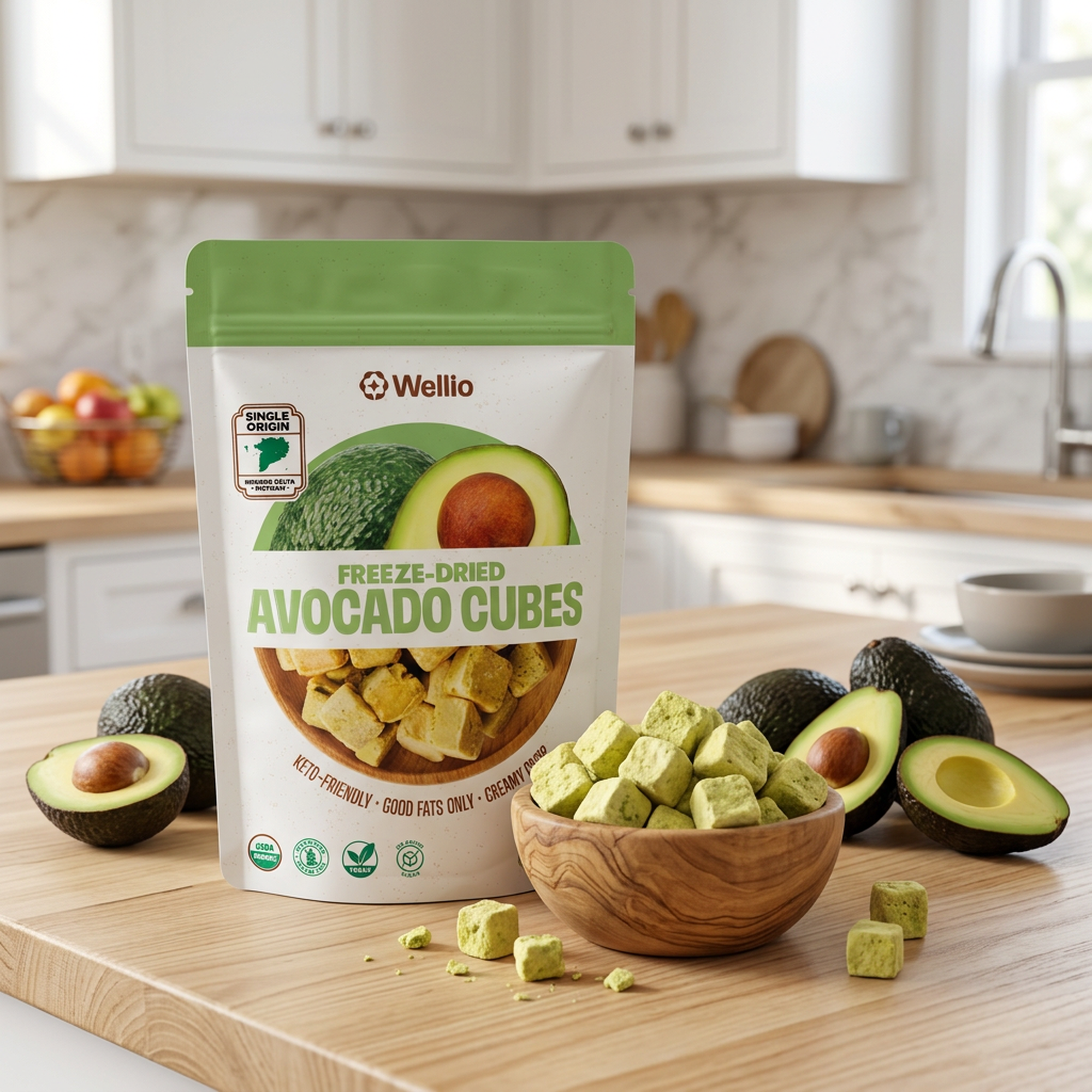 Freeze-Dried Avocado Cubes – 100% Real Avocado Healthy Snacks, Keto-Friendly & Gluten-Free, USDA Organic, No Added Sugar