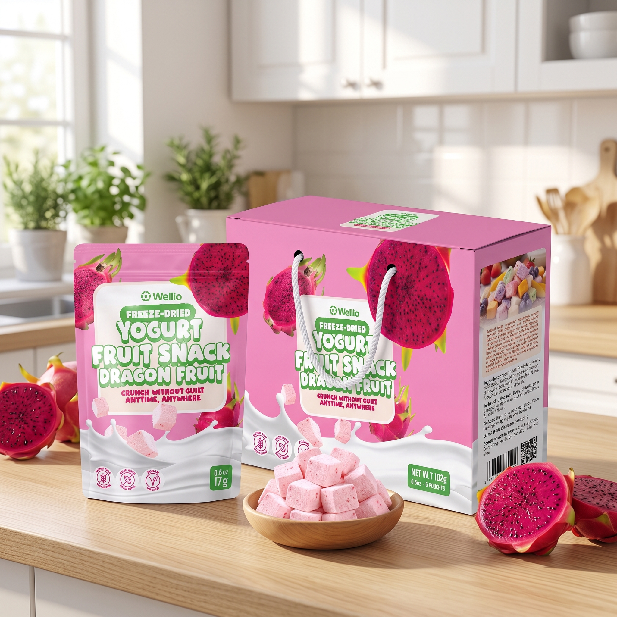 Wellio Freeze-Dried Dragon Fruit Yogurt Bites