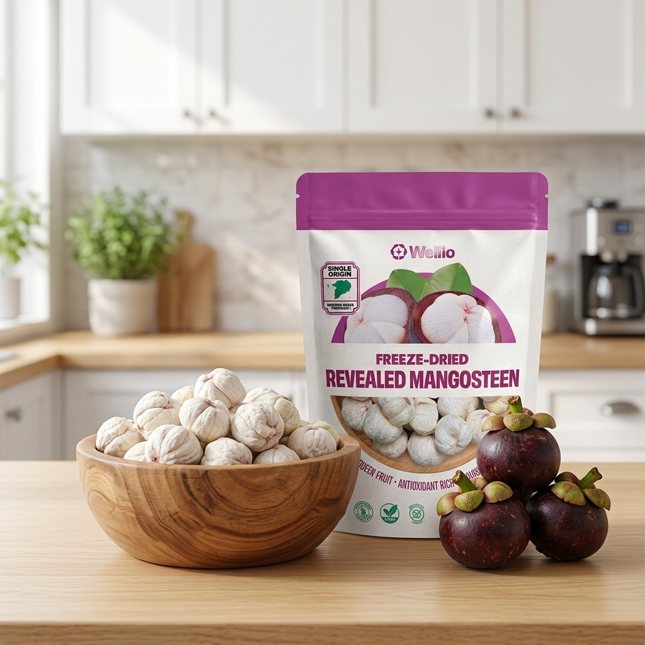 Organic Freeze-Dried Mangosteen (1.5 oz / 42g) – 100% Pure Whole Fruit Snacks, No Added Sugar, Rich in Xanthone Antioxidants, Mekong Delta Single Origin