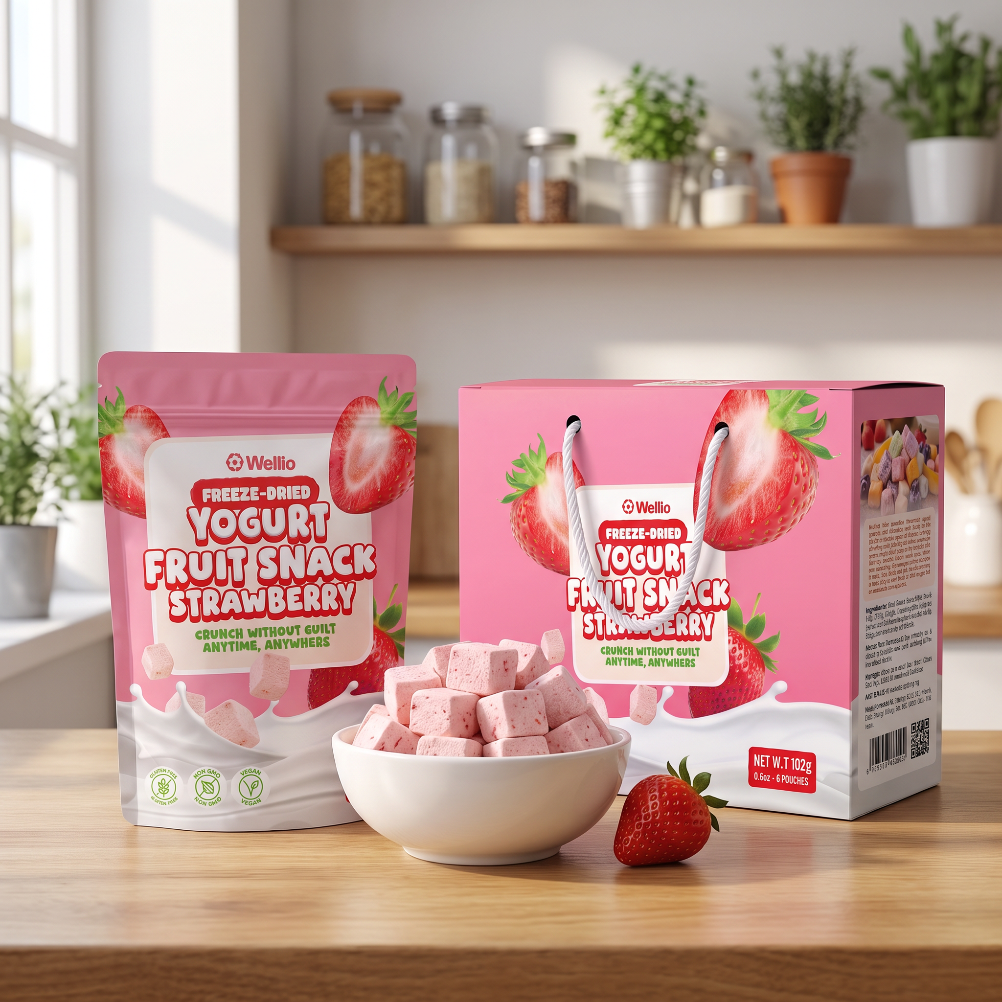 Wellio Freeze-Dried Strawberry Yogurt Bites