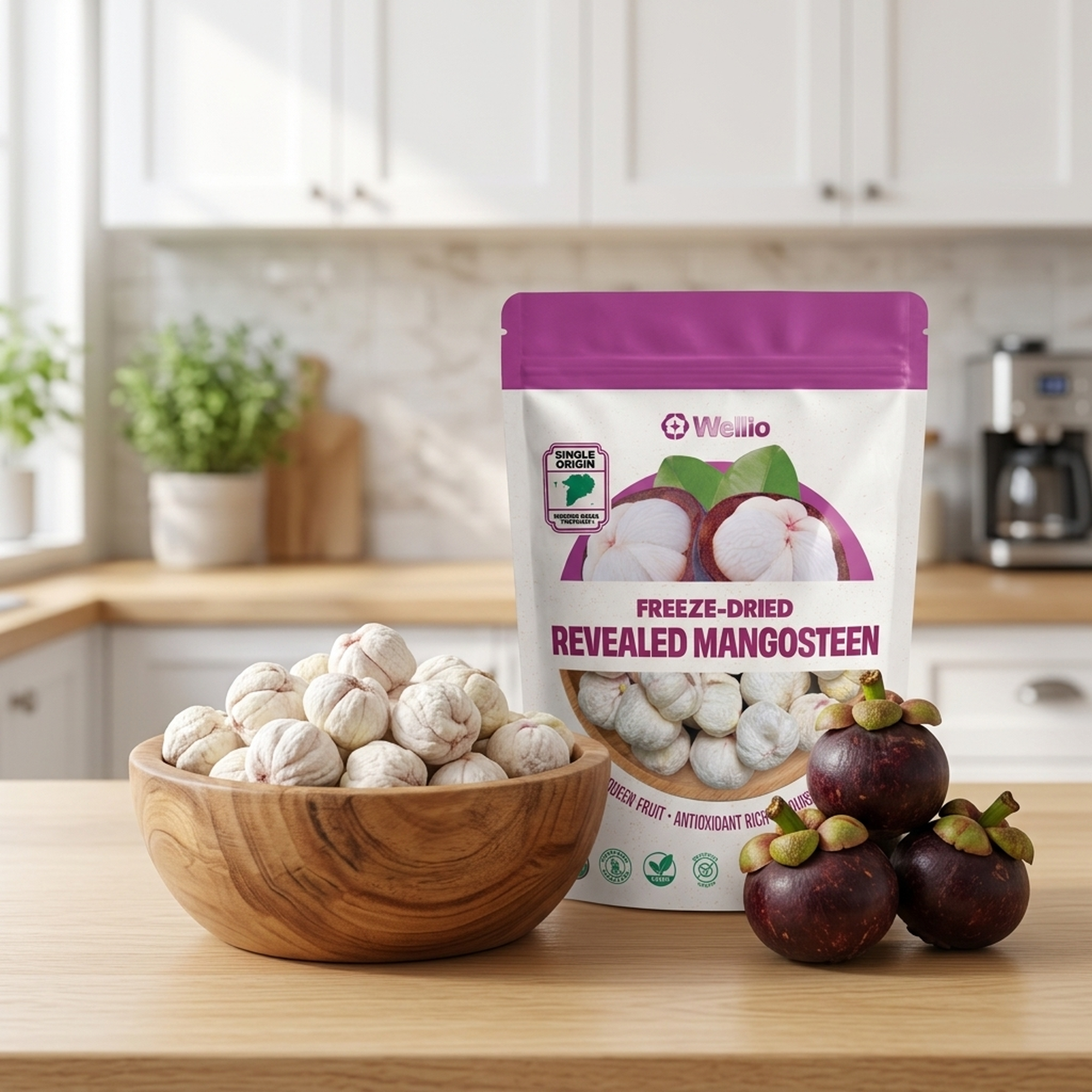 Organic Freeze-Dried Mangosteen (1.5 oz / 42g) – 100% Pure Whole Fruit Snacks, USDA Certified Organic, No Added Sugar, Rich in Xanthone Antioxidants, Mekong Delta Single Origin