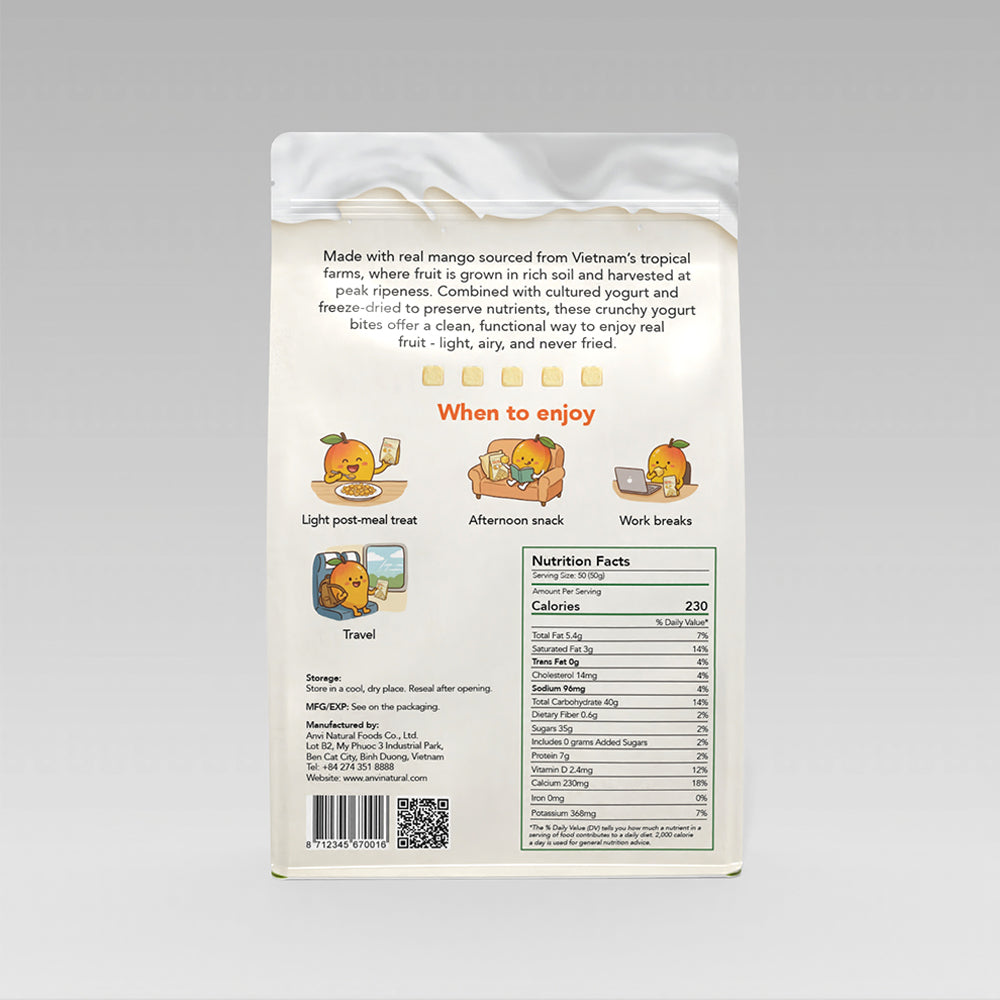 Freeze-Dried Mango Yogurt Bites – Crunchy No-Added-Sugar Dessert Snack with Prebiotic Fiber