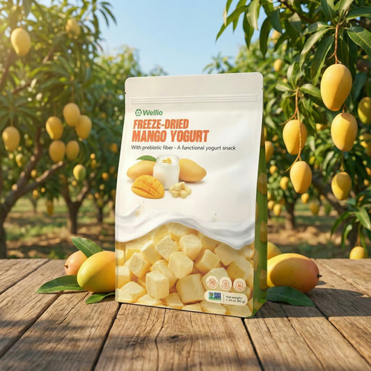 Freeze-Dried Mango Yogurt Bites – Crunchy No-Added-Sugar Dessert Snack with Prebiotic Fiber