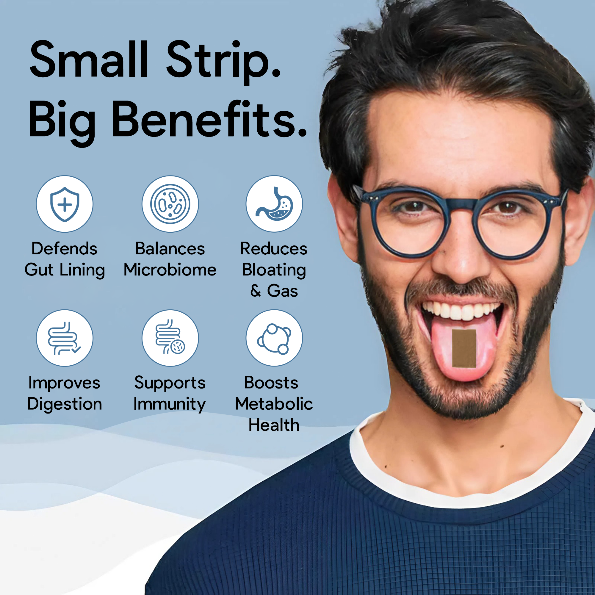 Daily Digestive Oral Strip - 10B Probiotic + Coconut MOS Prebiotic & Enzymes for On-the-Go Bloat Relief