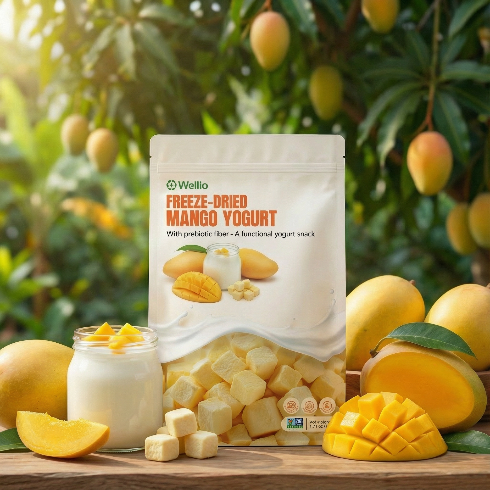 Freeze-Dried Mango Yogurt Bites – Crunchy No-Added-Sugar Dessert Snack with Prebiotic Fiber
