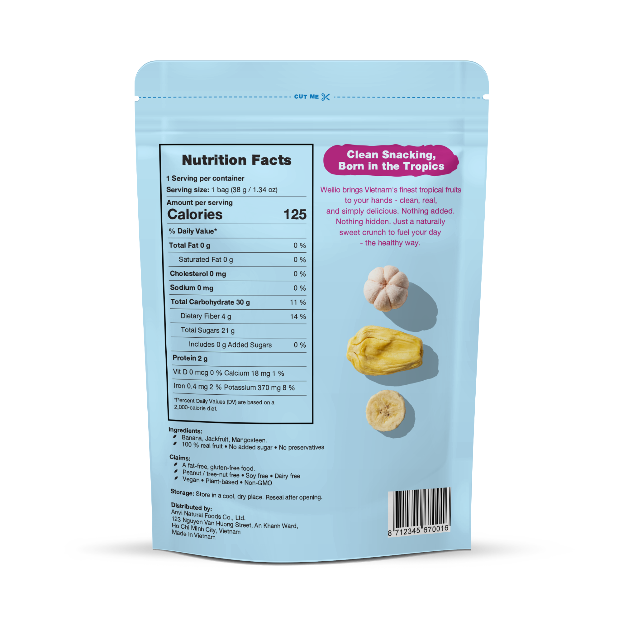Freeze-Dried Tropical Fruit Trio – Banana, Jackfruit & Mangosteen Snack Mix – No Added Sugar, Non-GMO & USDA Organic