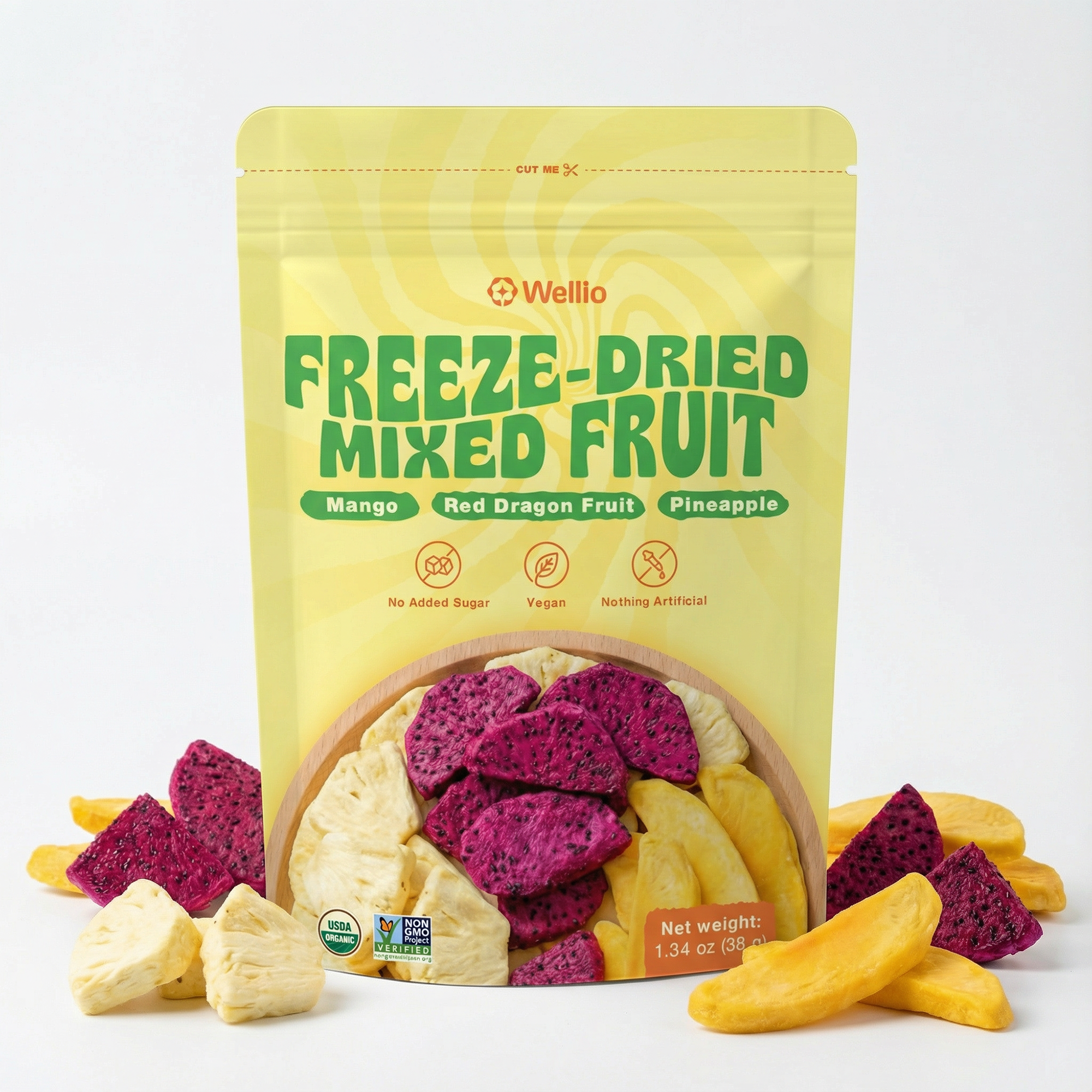 Tropical Mix: Freeze-Dried Mango, Pineapple & Red Dragon Fruit – 100% Natural Fruit Snack