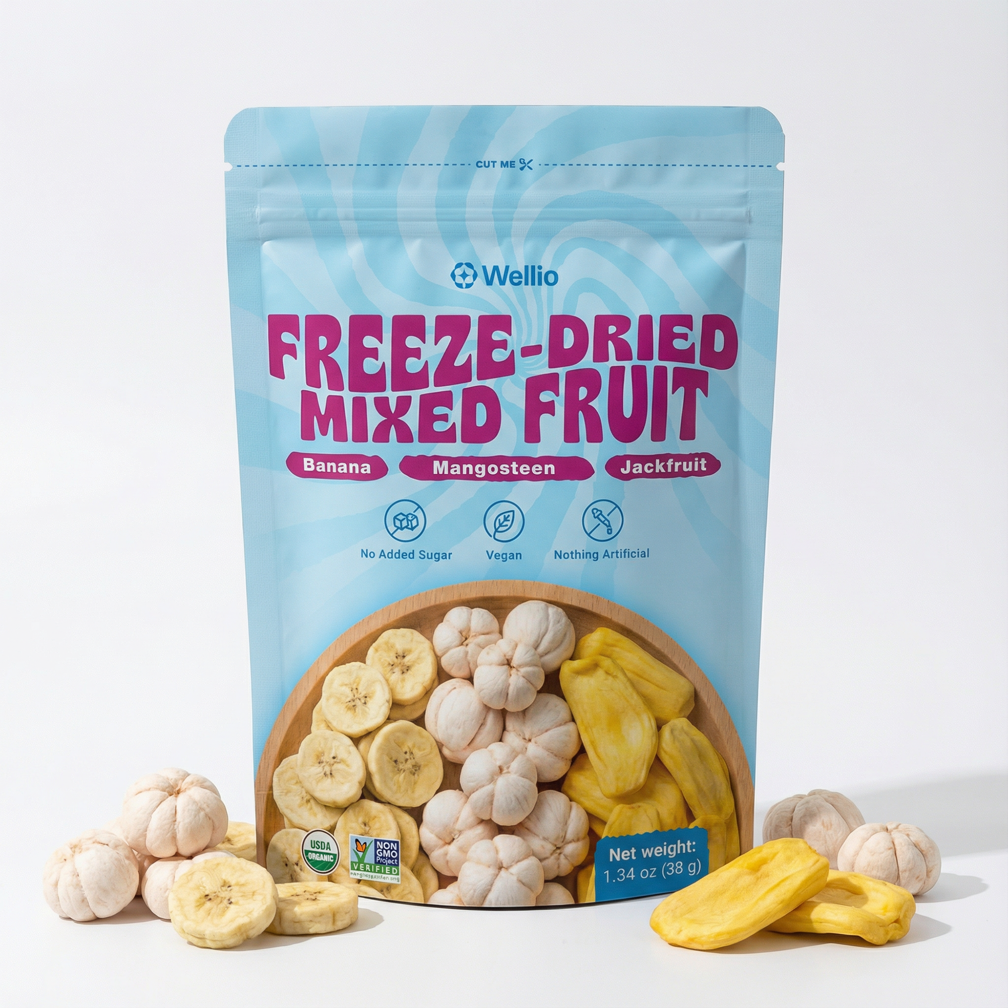 Freeze-Dried Tropical Fruit Trio – Banana, Jackfruit & Mangosteen Snack Mix – No Added Sugar, Non-GMO & USDA Organic