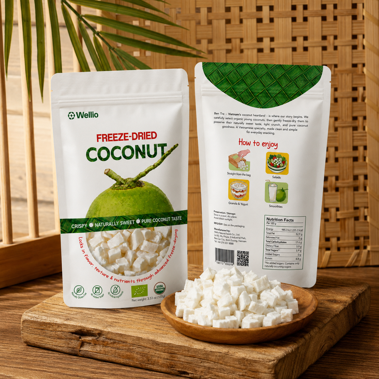Premium Freeze-Dried Coconut – 100% Pure, No Added Sugar, USDA Organic, Organic EU (3.53 oz)