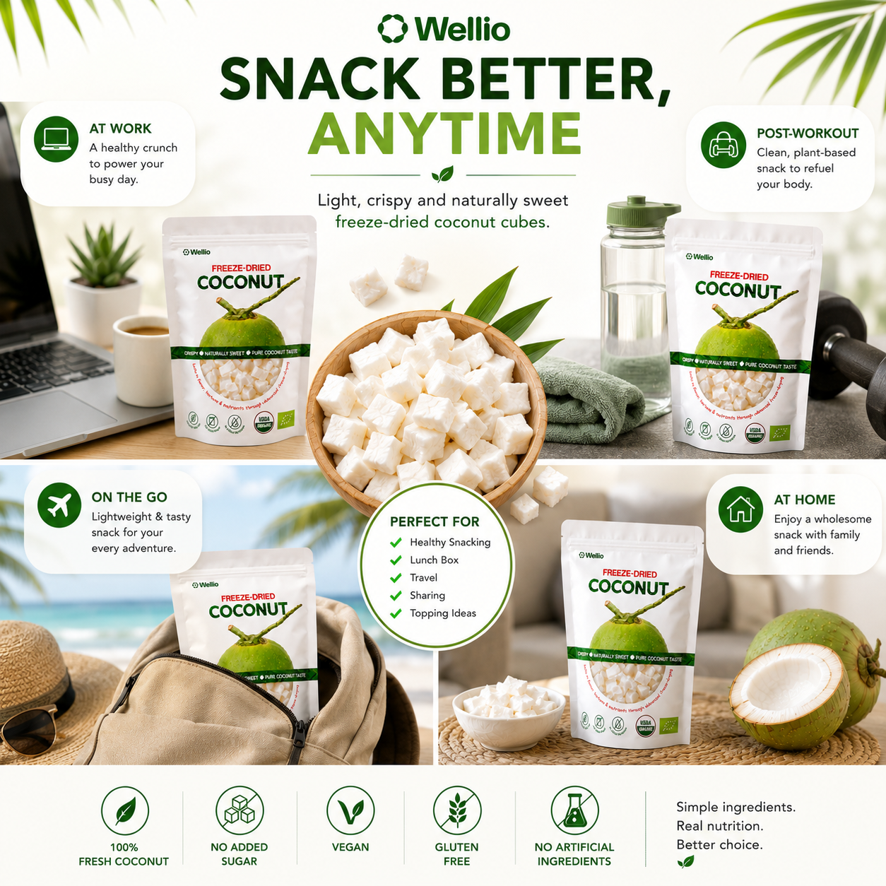 Premium Freeze-Dried Coconut – 100% Pure, No Added Sugar, USDA Organic, Organic EU (7.06 oz)