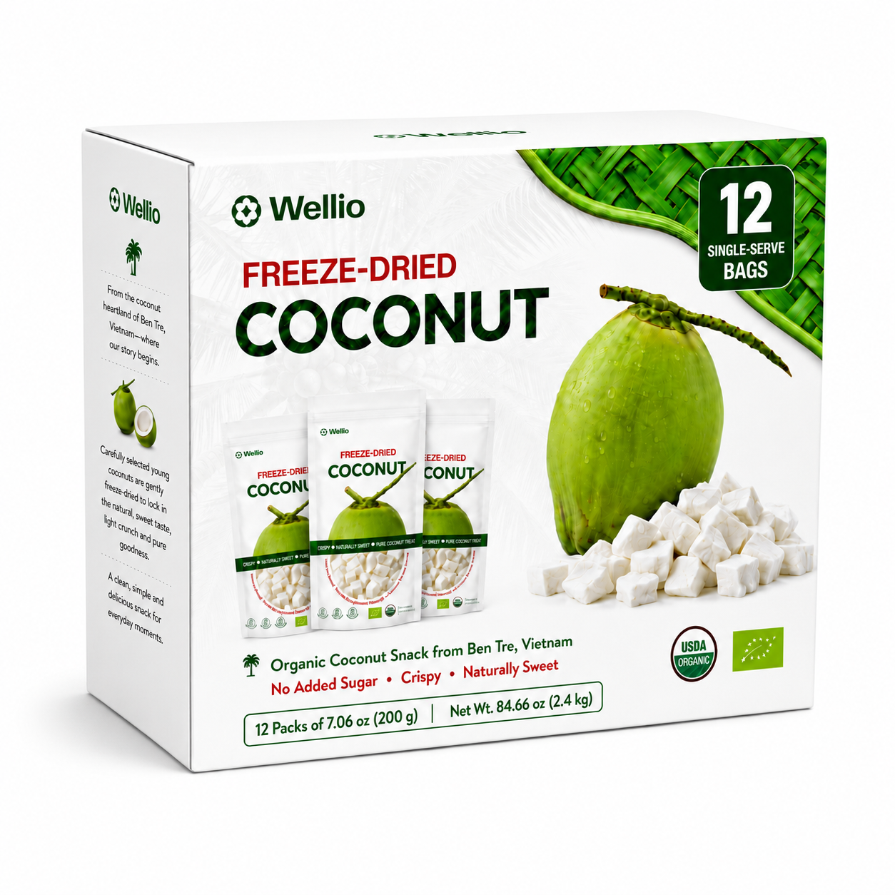 Premium Freeze-Dried Coconut – 100% Pure, No Added Sugar, USDA Organic, Organic EU (7.06 oz)