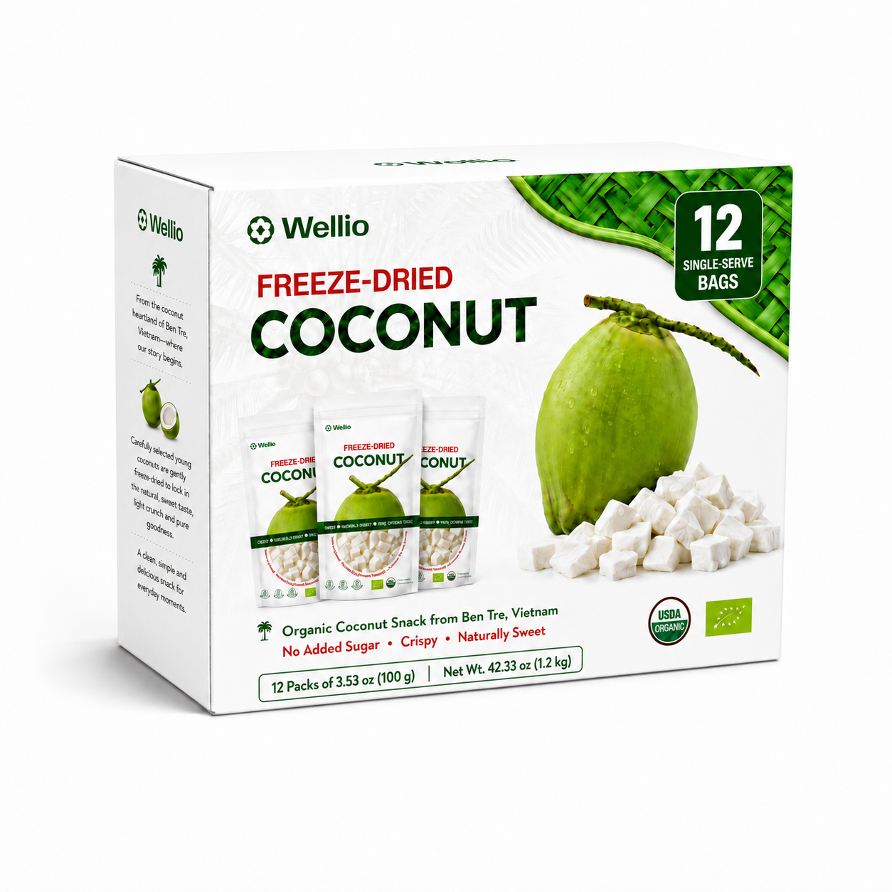 Premium Freeze-Dried Coconut – 100% Pure, No Added Sugar, USDA Organic, Organic EU (3.53 oz)