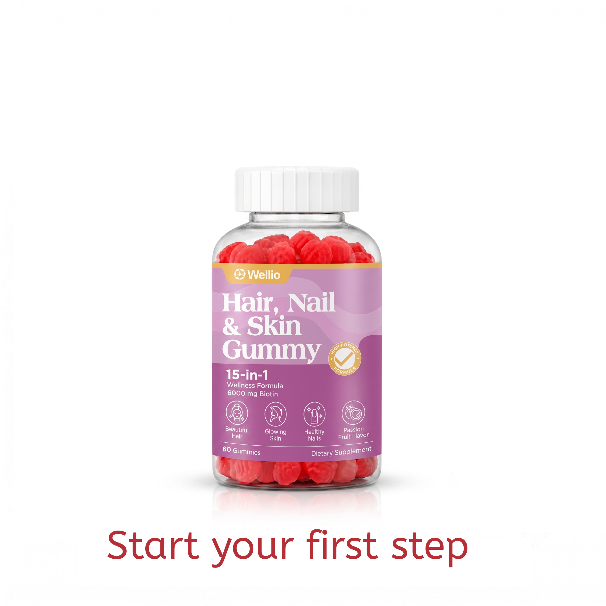Wellio Hair, Nail & Skin Gummy 15-in-1