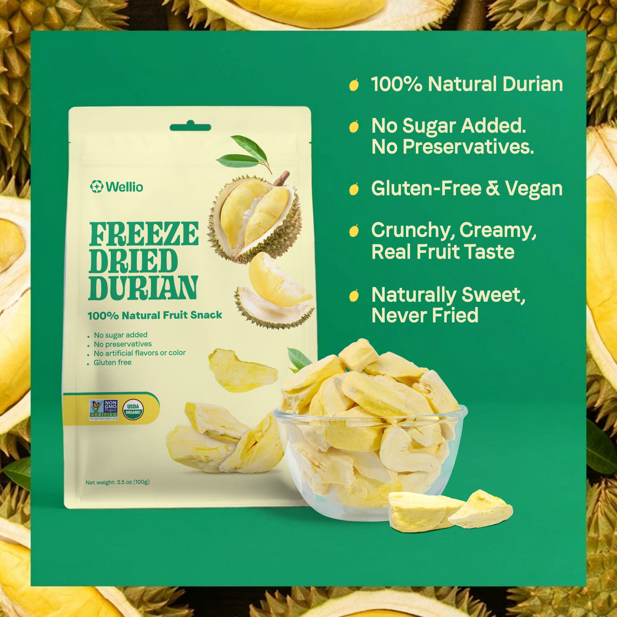 Freeze-Dried Durian: The Crunchy "King of Fruits" – Authentic Taste of Vietnam (Non-GMO & Nutrient Rich)