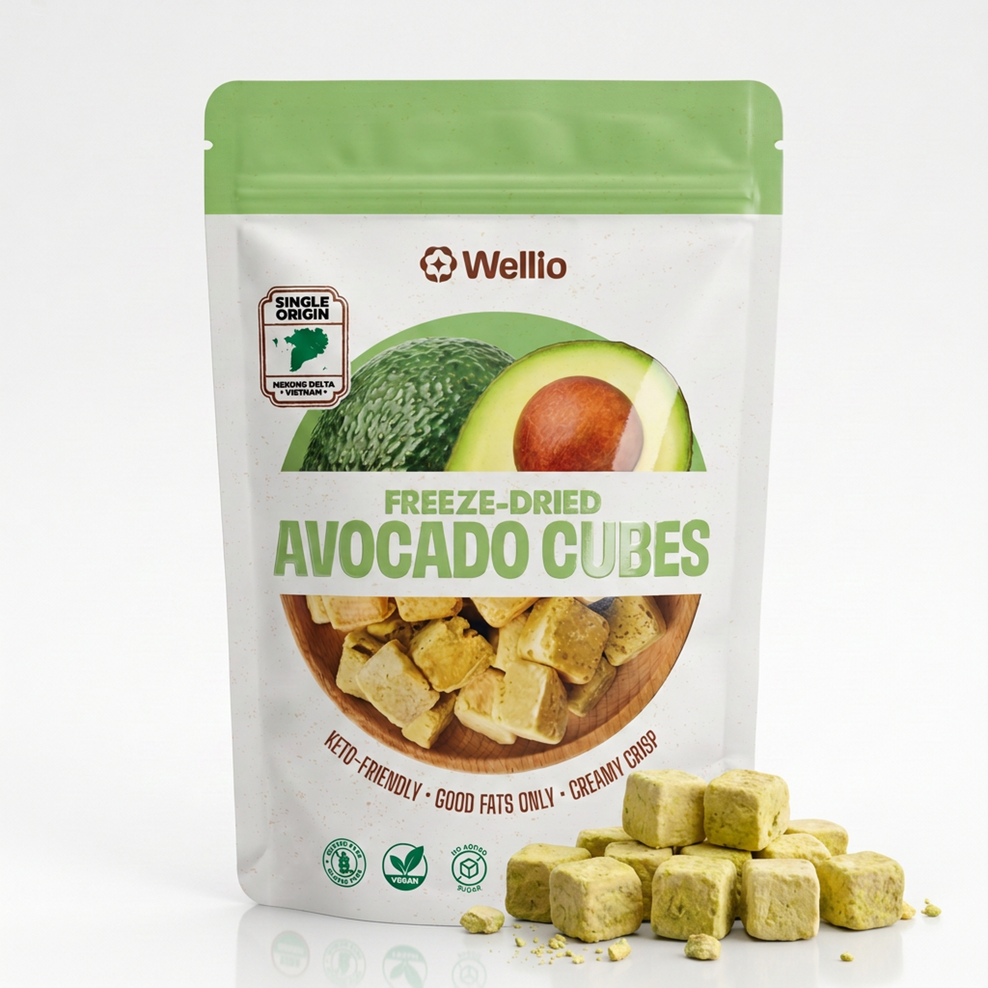 Freeze-Dried Avocado Cubes – 100% Real Avocado Healthy Snacks, Keto-Friendly & Gluten-Free, No Added Sugar