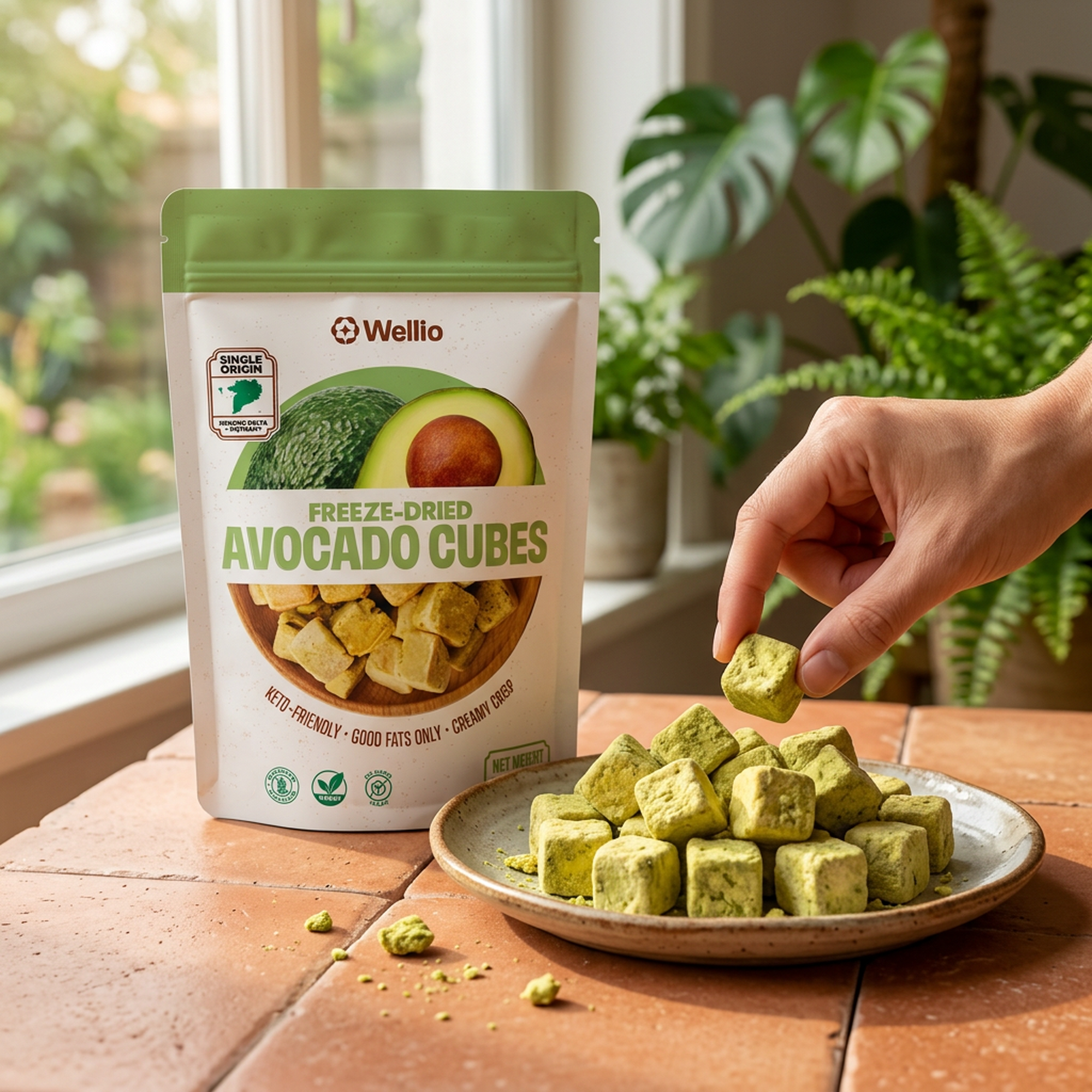 Freeze-Dried Avocado Cubes – 100% Real Avocado Healthy Snacks, Keto-Friendly & Gluten-Free, No Added Sugar