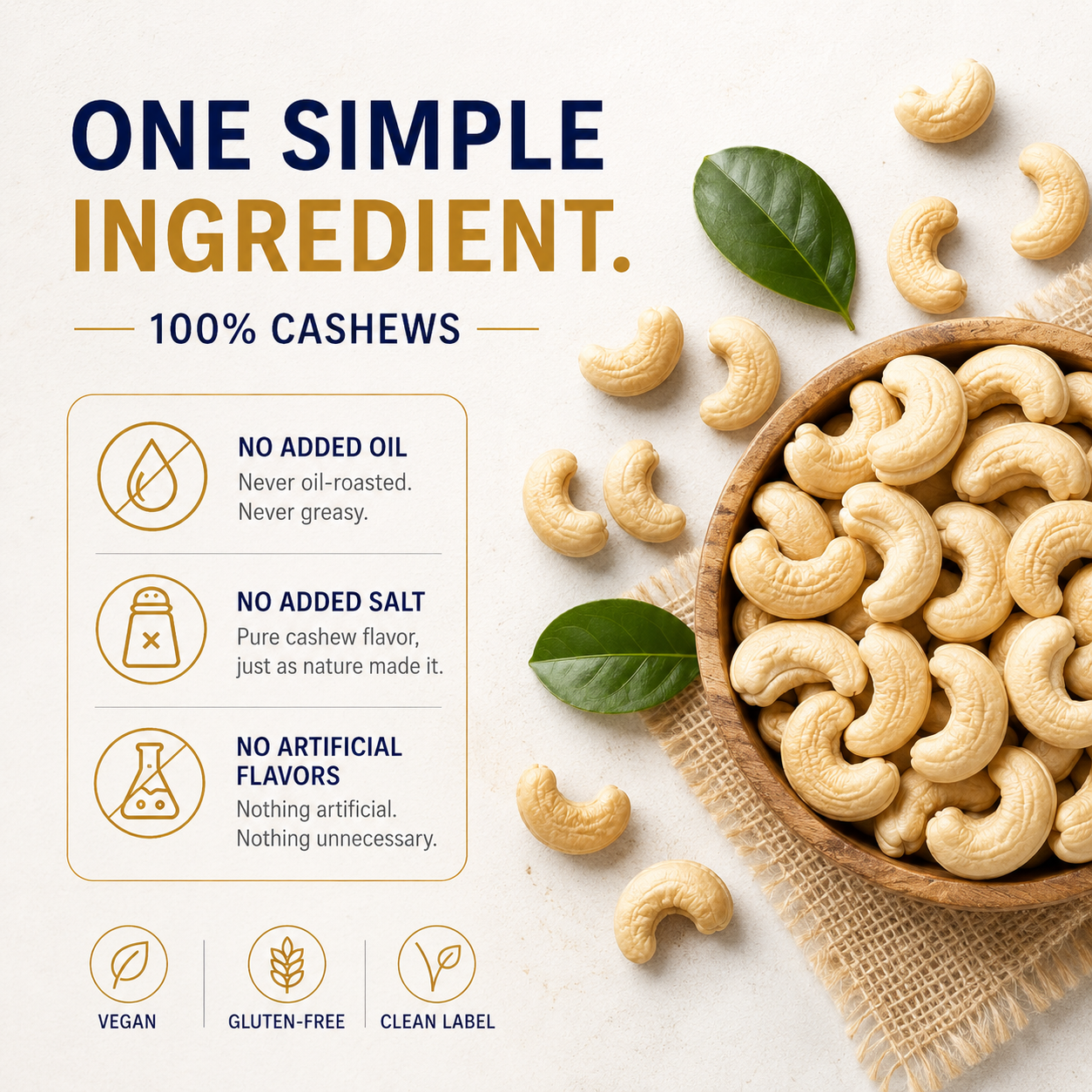 Wellio Original Unsalted Vietnamese Cashews – Dry-Roasted (Box of 12 Single-Serve Pouches, 15 oz Total)