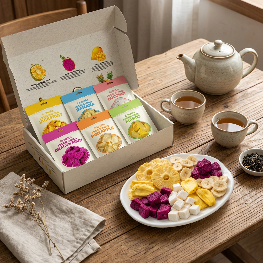 Tropical Freeze-Dried Fruit Gift Box (6 Variety Packs) - 100% Real Fruit (Mango, Pineapple, Banana, Coconut, Dragon Fruit, Jackfruit) - No Sugar Added, Gluten-Free, Clean Eating