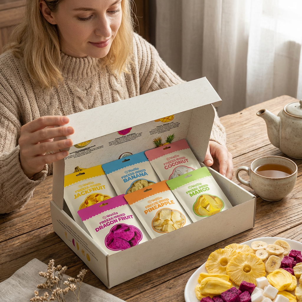 Tropical Freeze-Dried Fruit Gift Box (6 Variety Packs) - 100% Real Fruit (Mango, Pineapple, Banana, Coconut, Dragon Fruit, Jackfruit) - No Sugar Added, Gluten-Free, Clean Eating