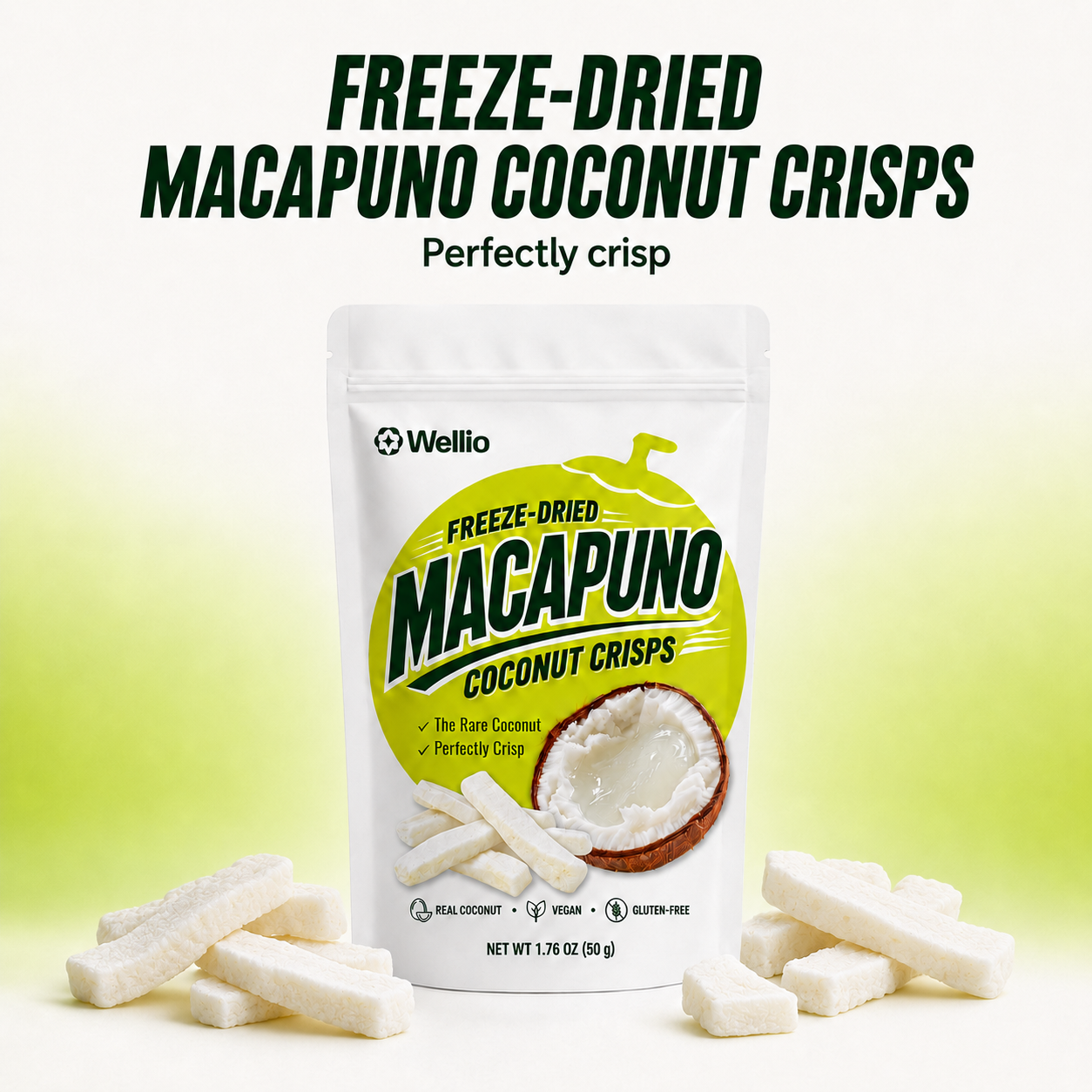 Premium Freeze Dried Macapuno Coconut, The Rare Coconut, Single Pouch