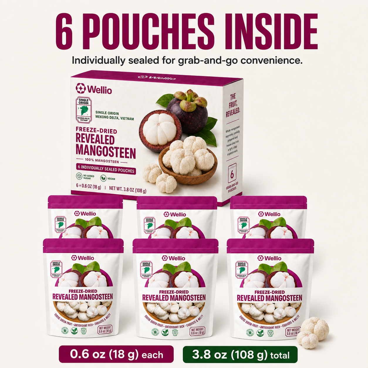 Organic Freeze-Dried Mangosteen – 100% Pure Whole Fruit Snacks, No Added Sugar, Rich in Xanthone Antioxidants