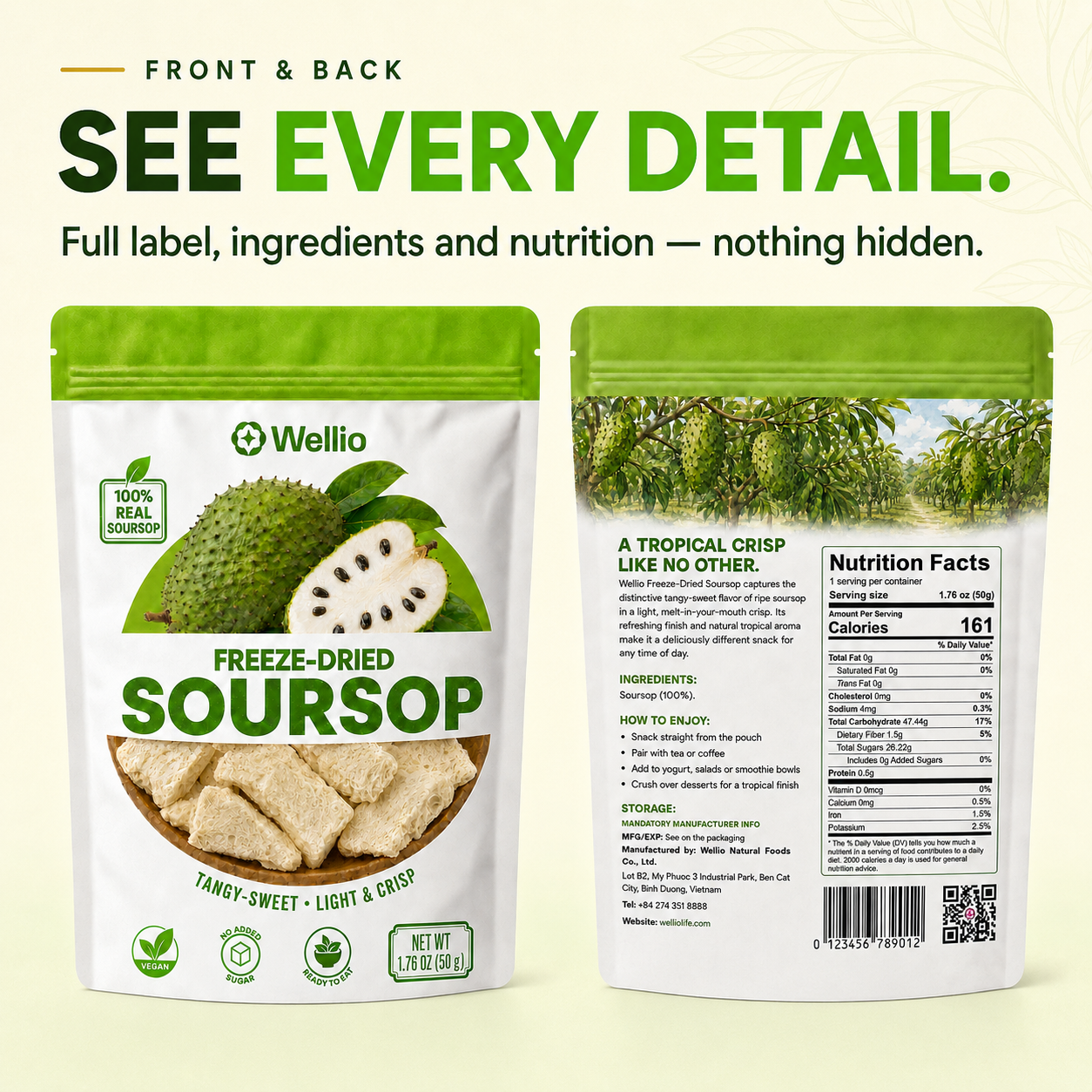 Freeze-Dried Soursop — Tangy-Sweet Tropical Crisps, 100% Real Fruit, No Added Sugar