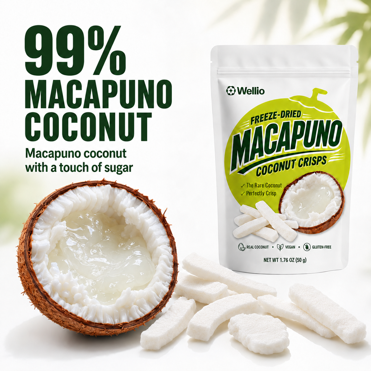 Premium Freeze Dried Macapuno Coconut, The Rare Coconut, Single Pouch