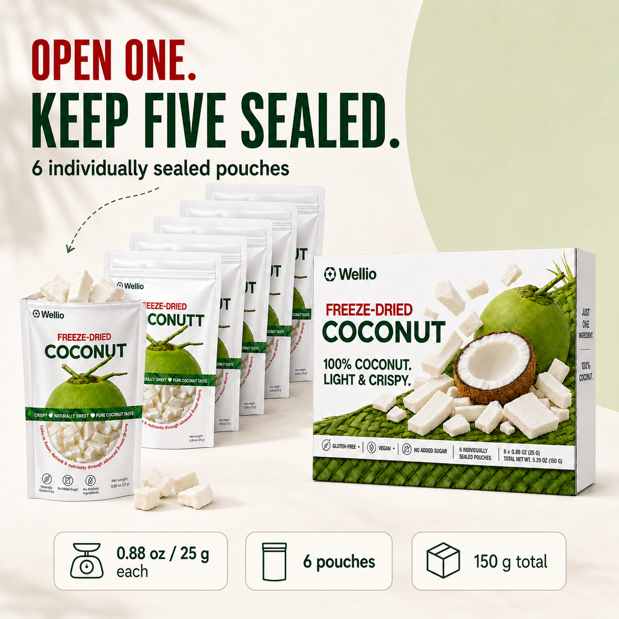 Premium Freeze-Dried Coconut – 100% Pure, No Added Sugar, Keto & Vegan Friendly
