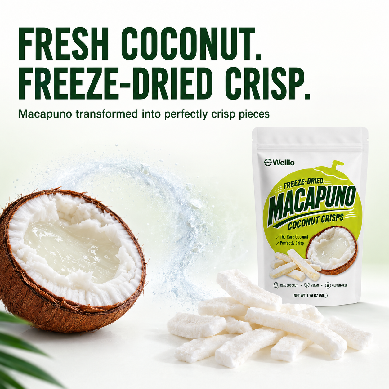 Premium Freeze Dried Macapuno Coconut, The Rare Coconut, Single Pouch