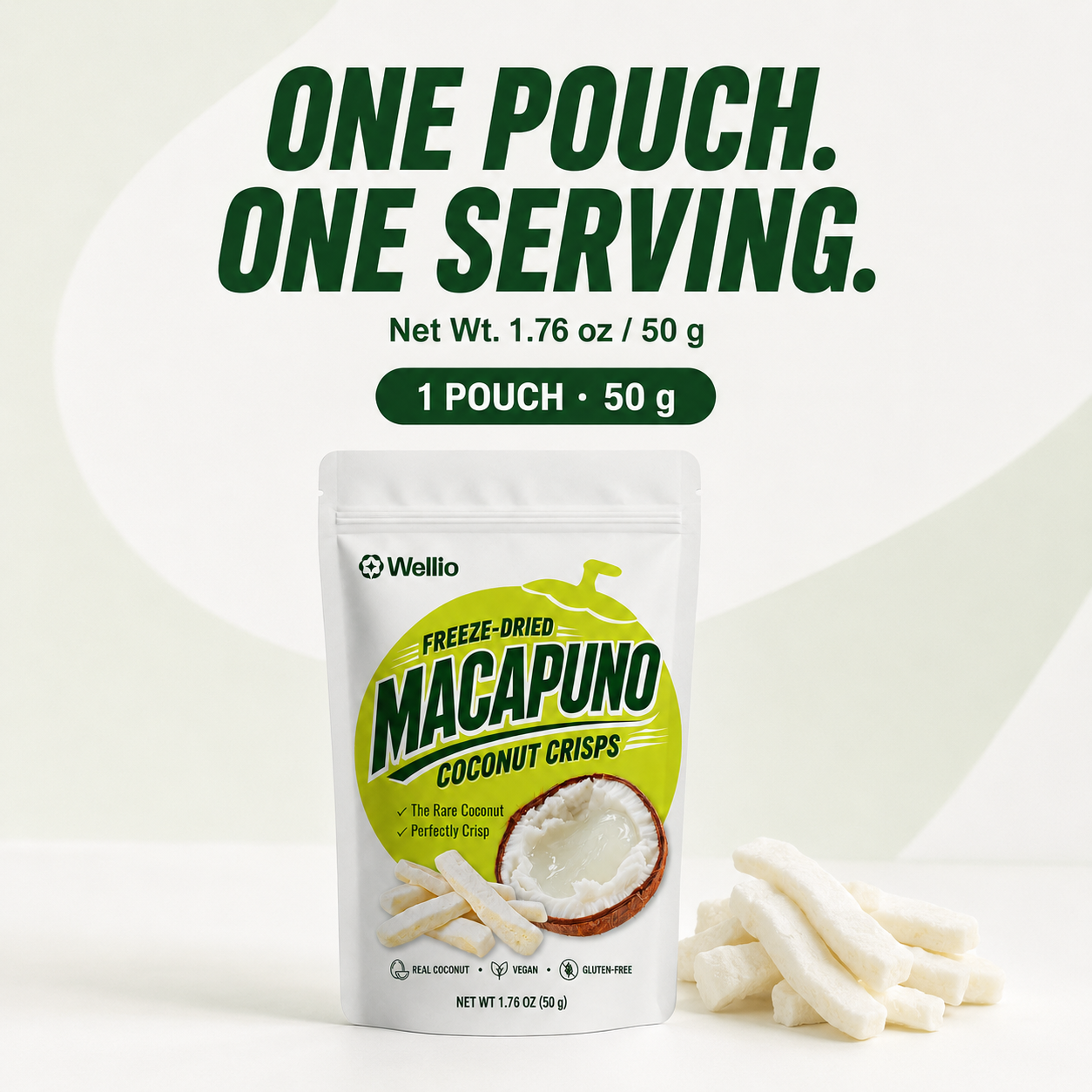 Premium Freeze Dried Macapuno Coconut, The Rare Coconut, Single Pouch