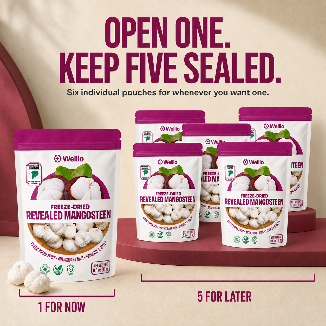 Organic Freeze-Dried Mangosteen – 100% Pure Whole Fruit Snacks, No Added Sugar, Rich in Xanthone Antioxidants