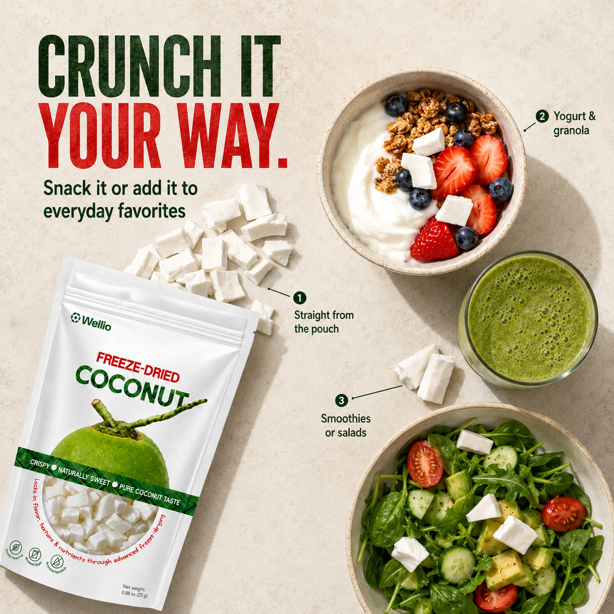 Premium Freeze-Dried Coconut – 100% Pure, No Added Sugar, Keto & Vegan Friendly
